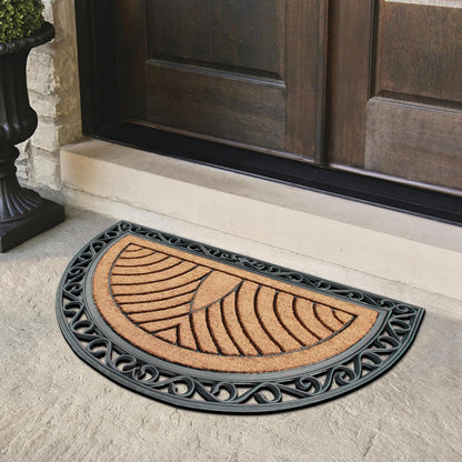 A1HC Natural Half-Round Rubber and Coir Doormat, 30" x 48", Anti-Shed, Fade-Resistant Entrance Mat