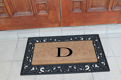 A1HC Natural Coir Monogrammed 23"X38", Anti‑Shed Treated Durable Doormat for Outdoor Entrance