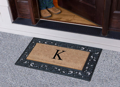 A1HC Natural Coir Monogrammed 23"X38", Anti‑Shed Treated Durable Doormat for Outdoor Entrance