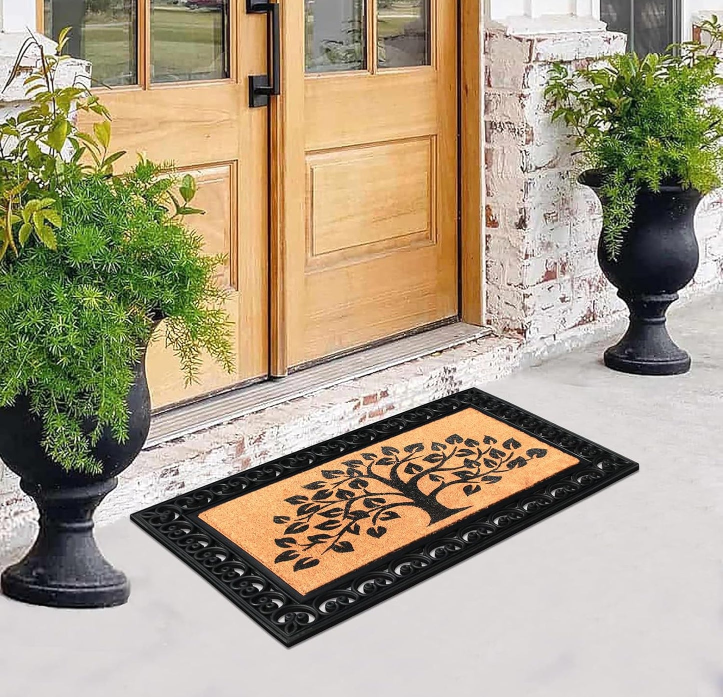 A1HC Natural Coir & Rubber Door Mat, 30"x48", Anti-Shed, Fade-Resistant Outdoor Entrance Doormat