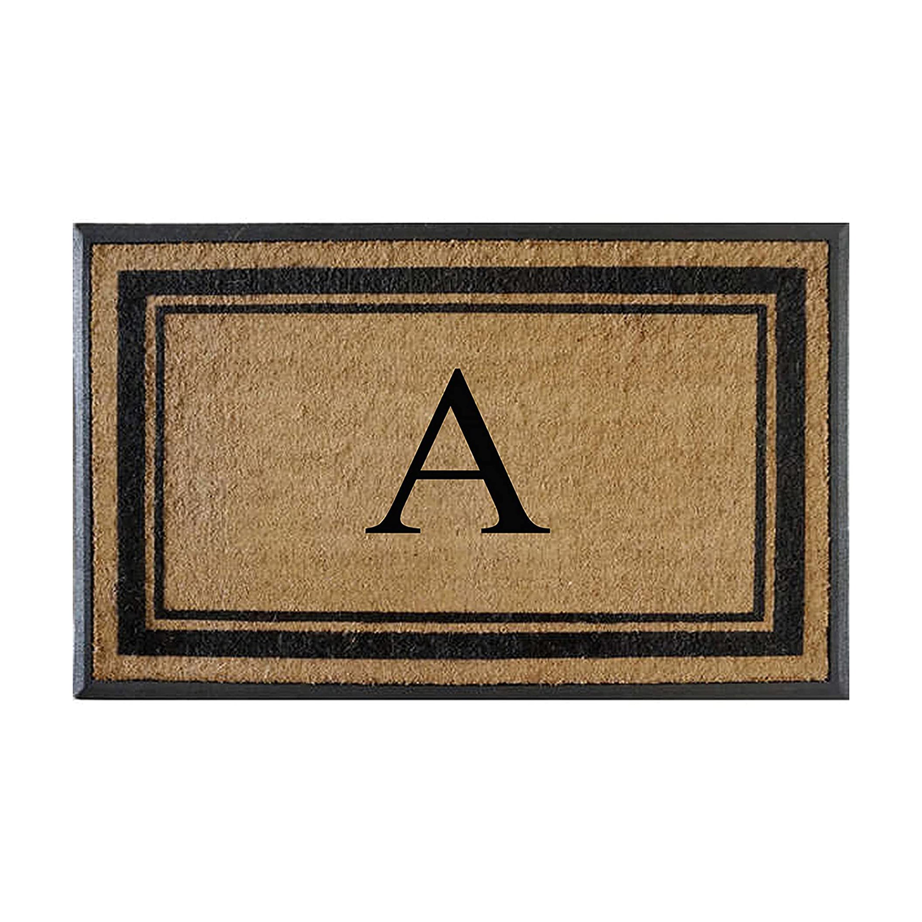 A1HC Luxury Monogrammed Natural Coir Doormat with Heavy-Duty Rubber Border