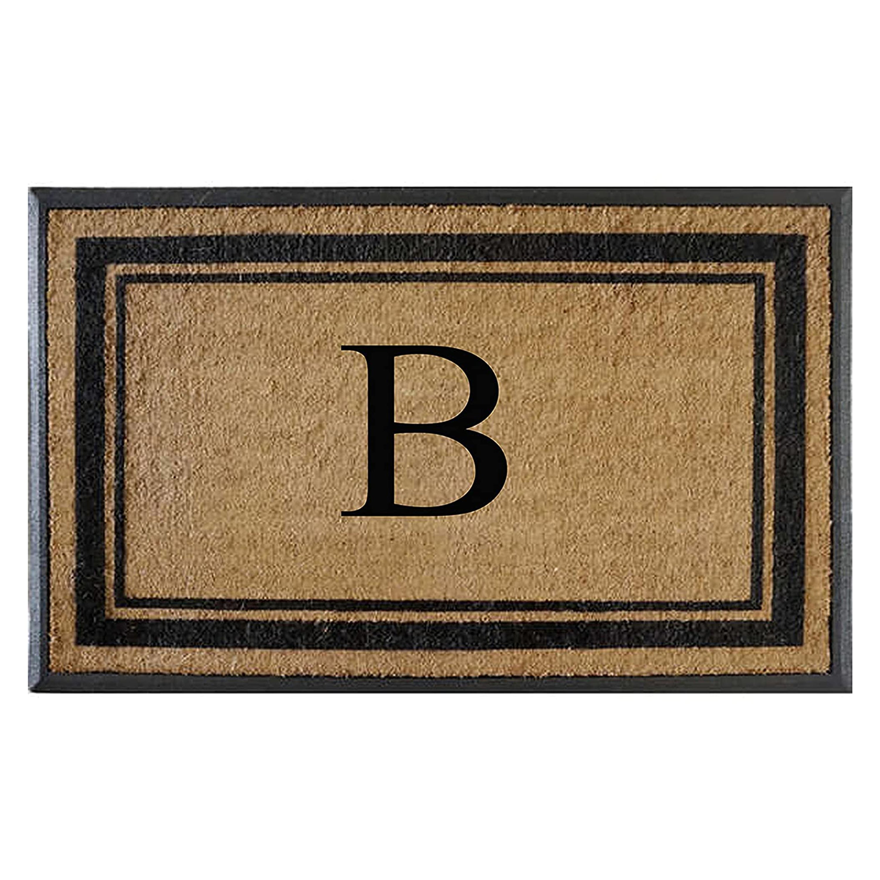 A1HC Luxury Monogrammed Natural Coir Doormat with Heavy-Duty Rubber Border