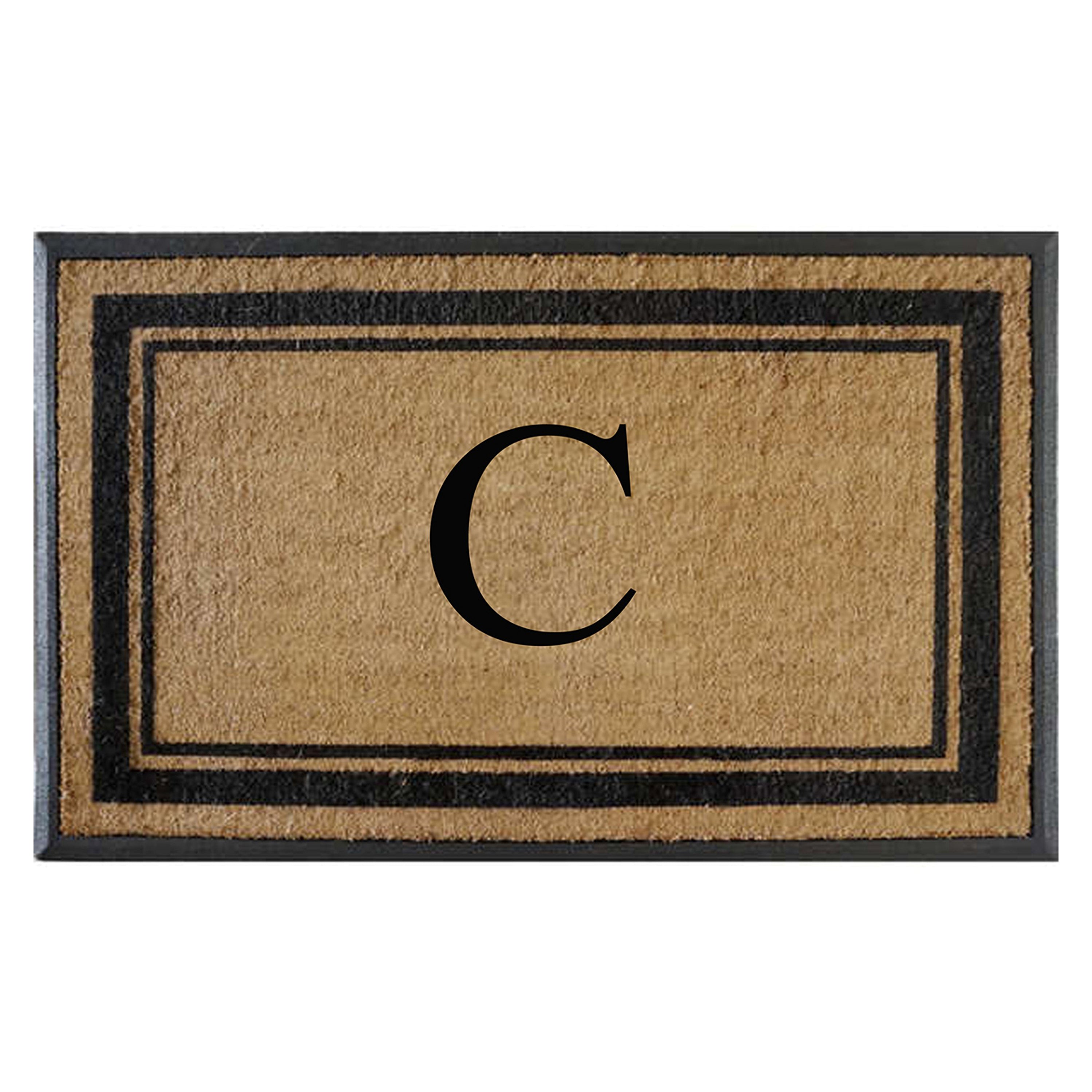 A1HC Luxury Monogrammed Natural Coir Doormat with Heavy-Duty Rubber Border