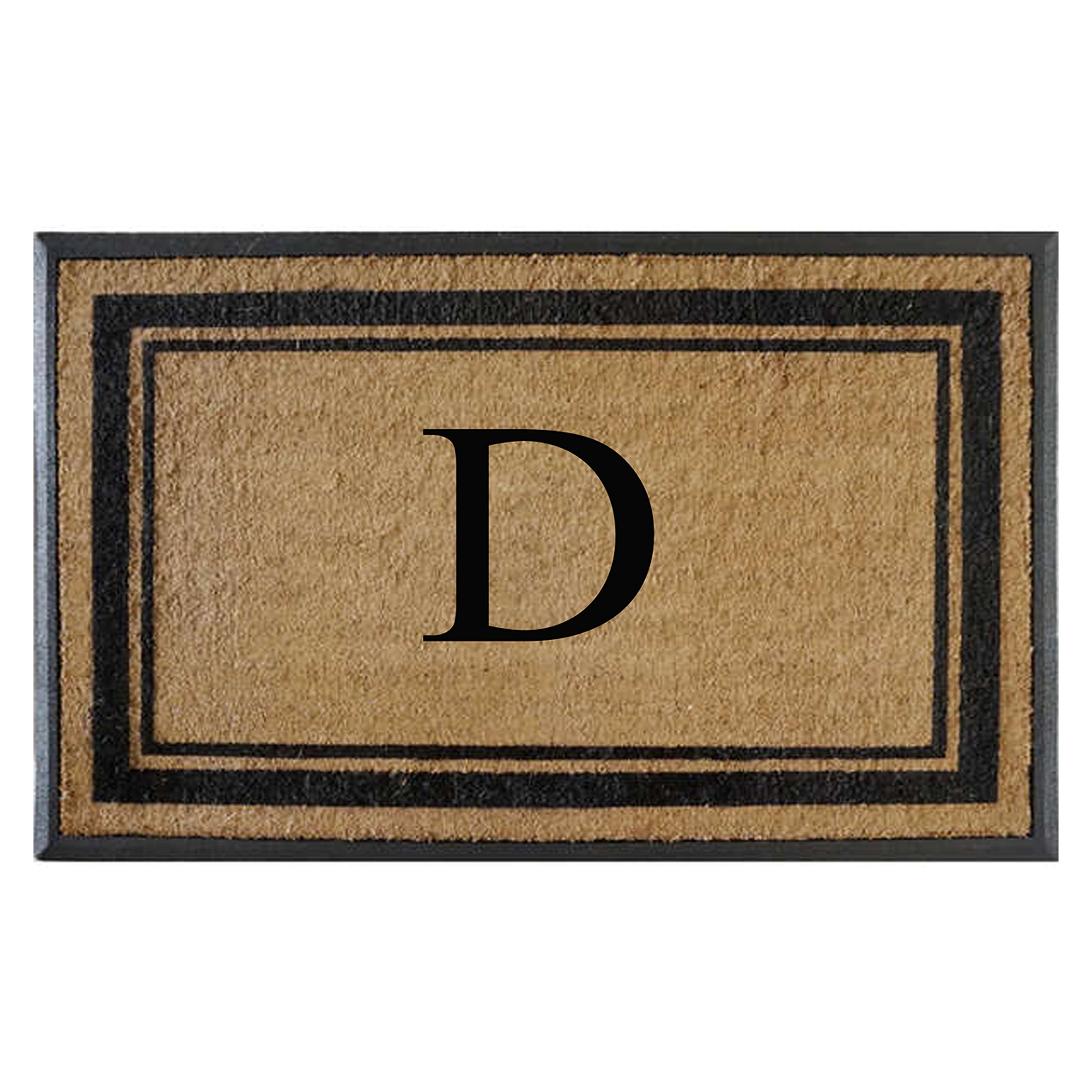 A1HC Luxury Monogrammed Natural Coir Doormat with Heavy-Duty Rubber Border