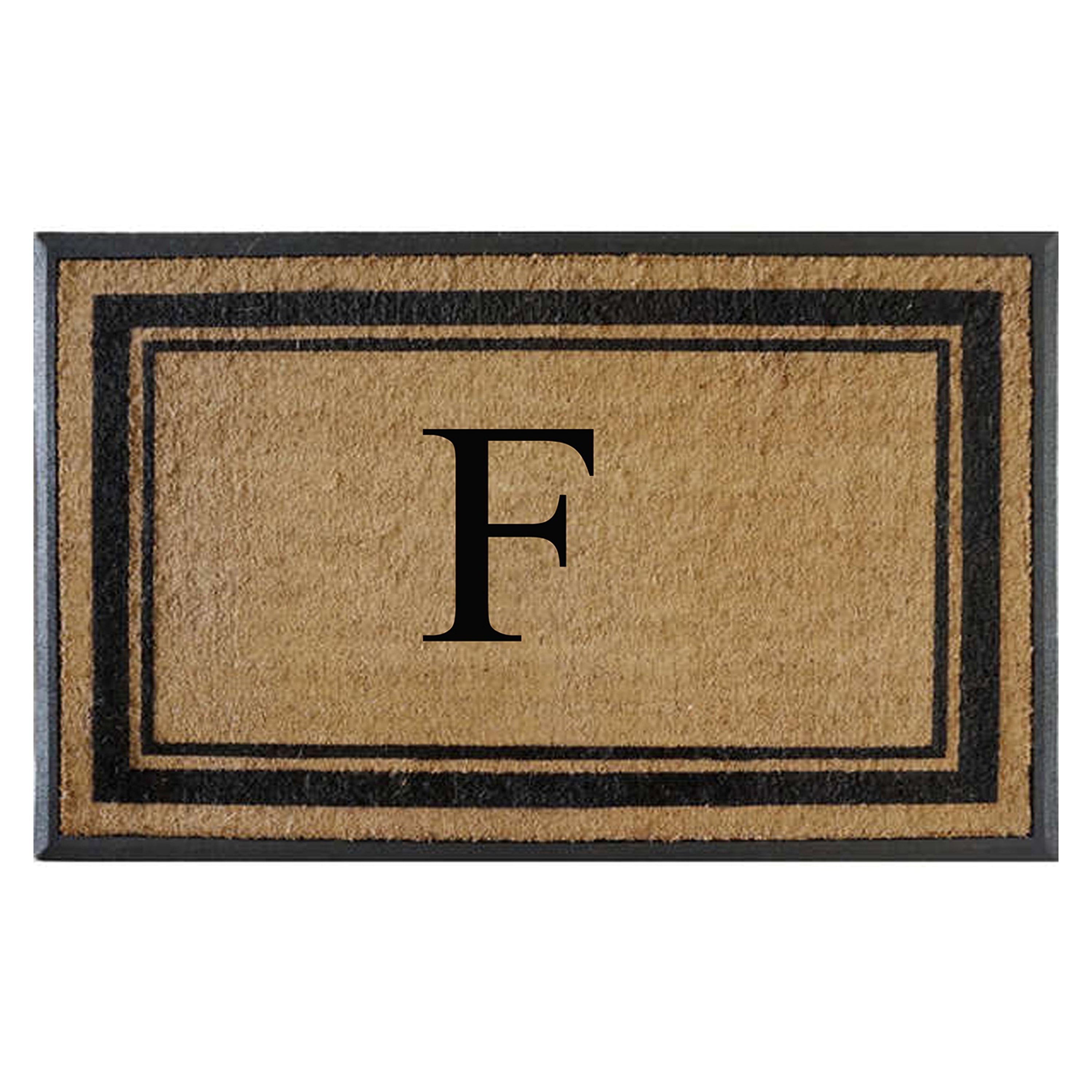 A1HC Luxury Monogrammed Natural Coir Doormat with Heavy-Duty Rubber Border