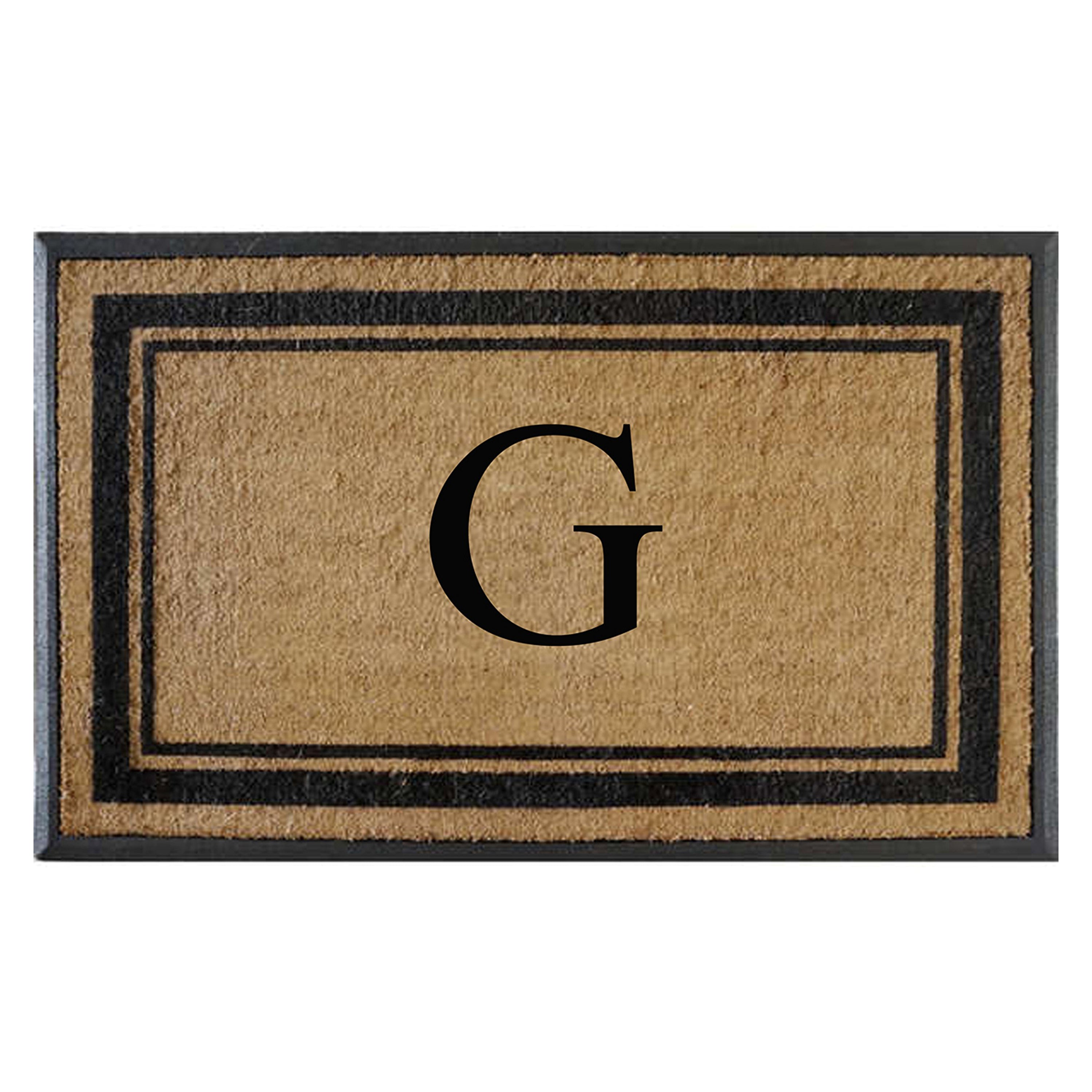 A1HC Luxury Monogrammed Natural Coir Doormat with Heavy-Duty Rubber Border