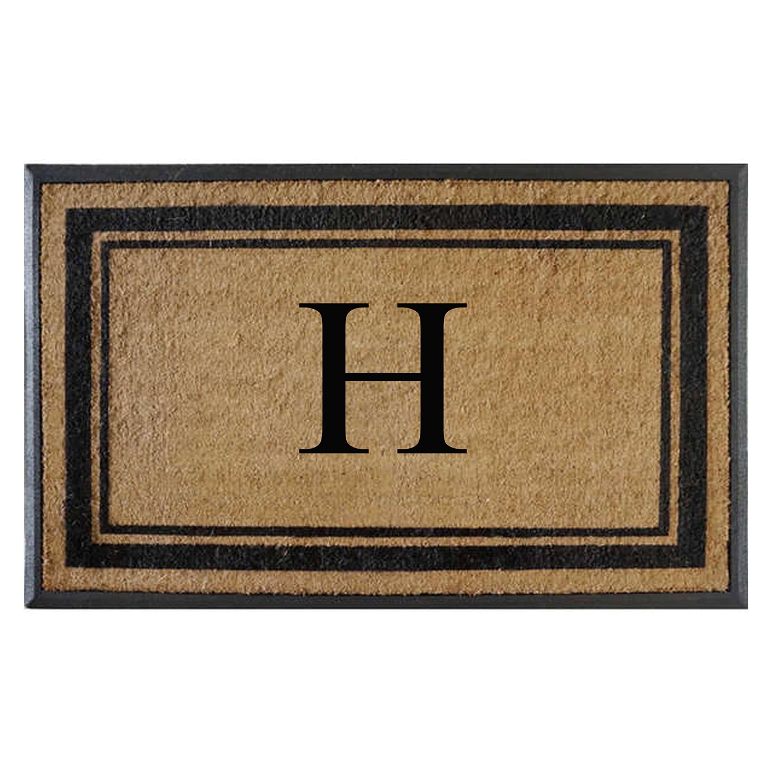 A1HC Luxury Monogrammed Natural Coir Doormat with Heavy-Duty Rubber Border