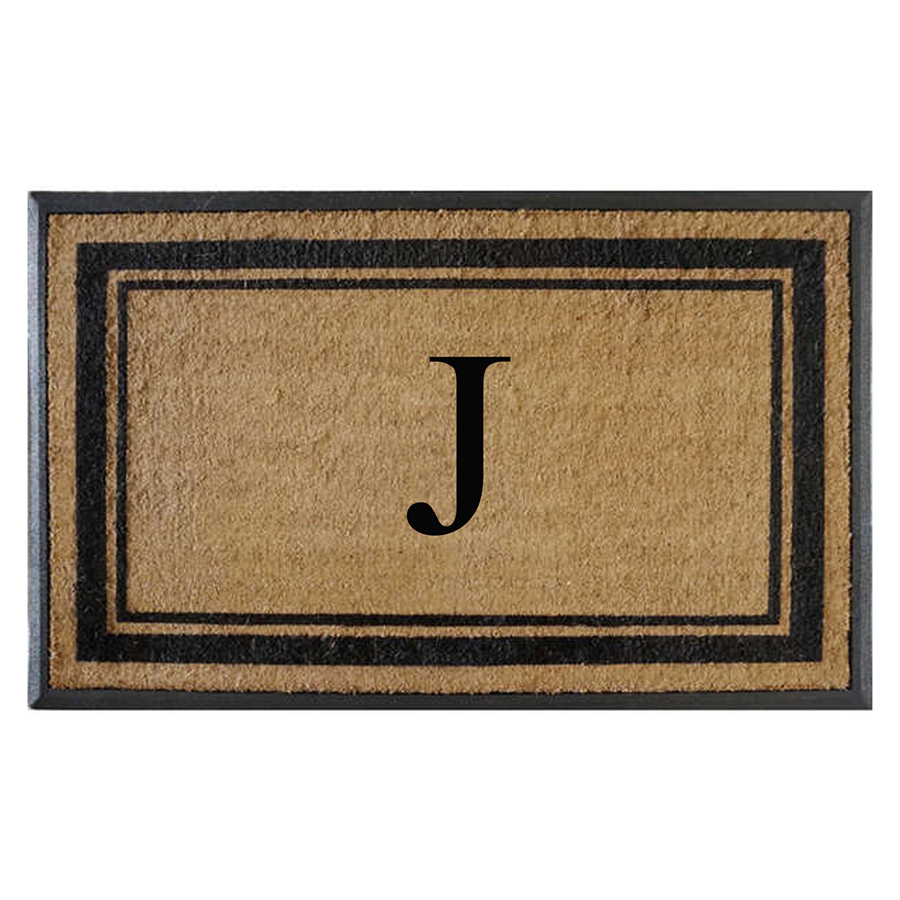 A1HC Luxury Monogrammed Natural Coir Doormat with Heavy-Duty Rubber Border