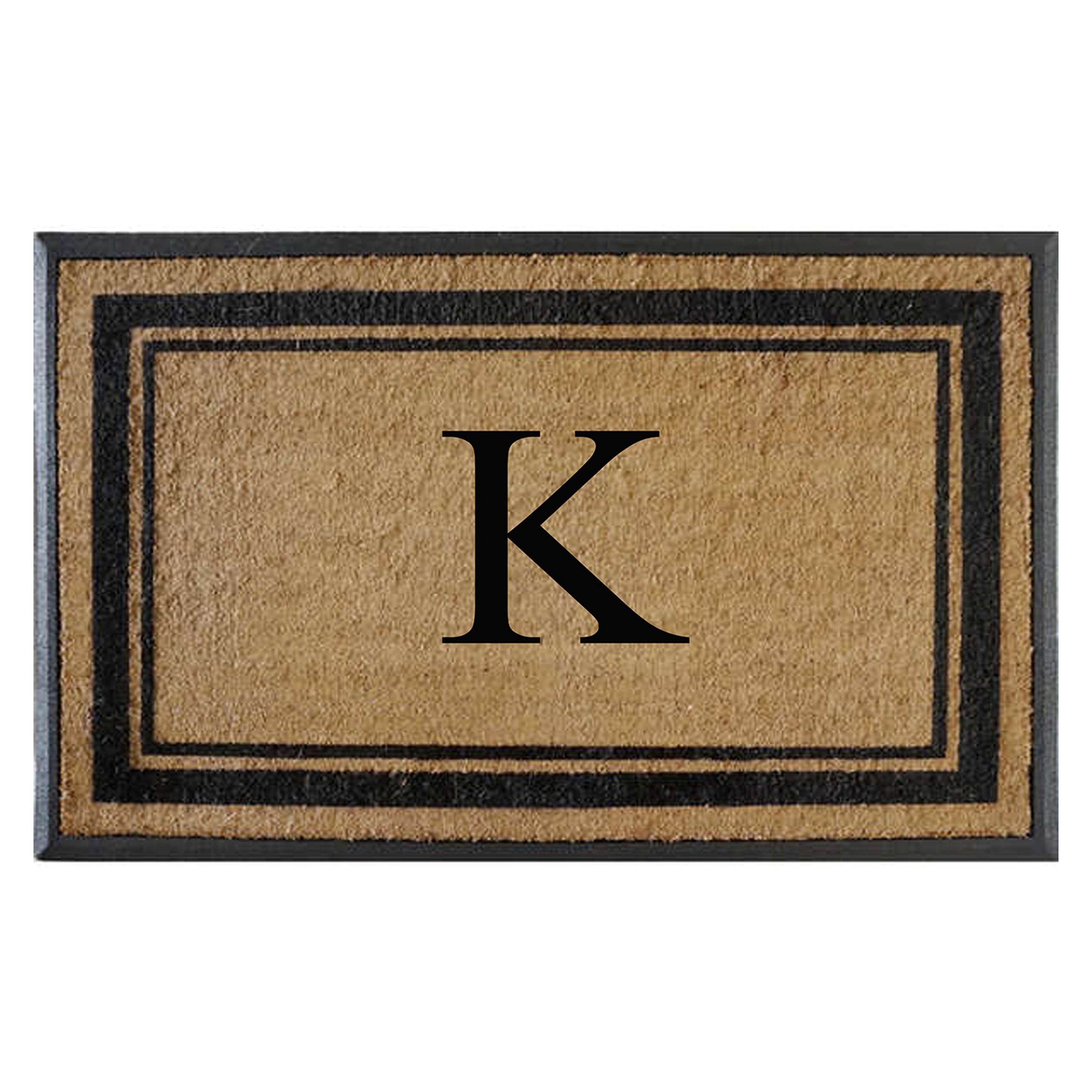 A1HC Luxury Monogrammed Natural Coir Doormat with Heavy-Duty Rubber Border