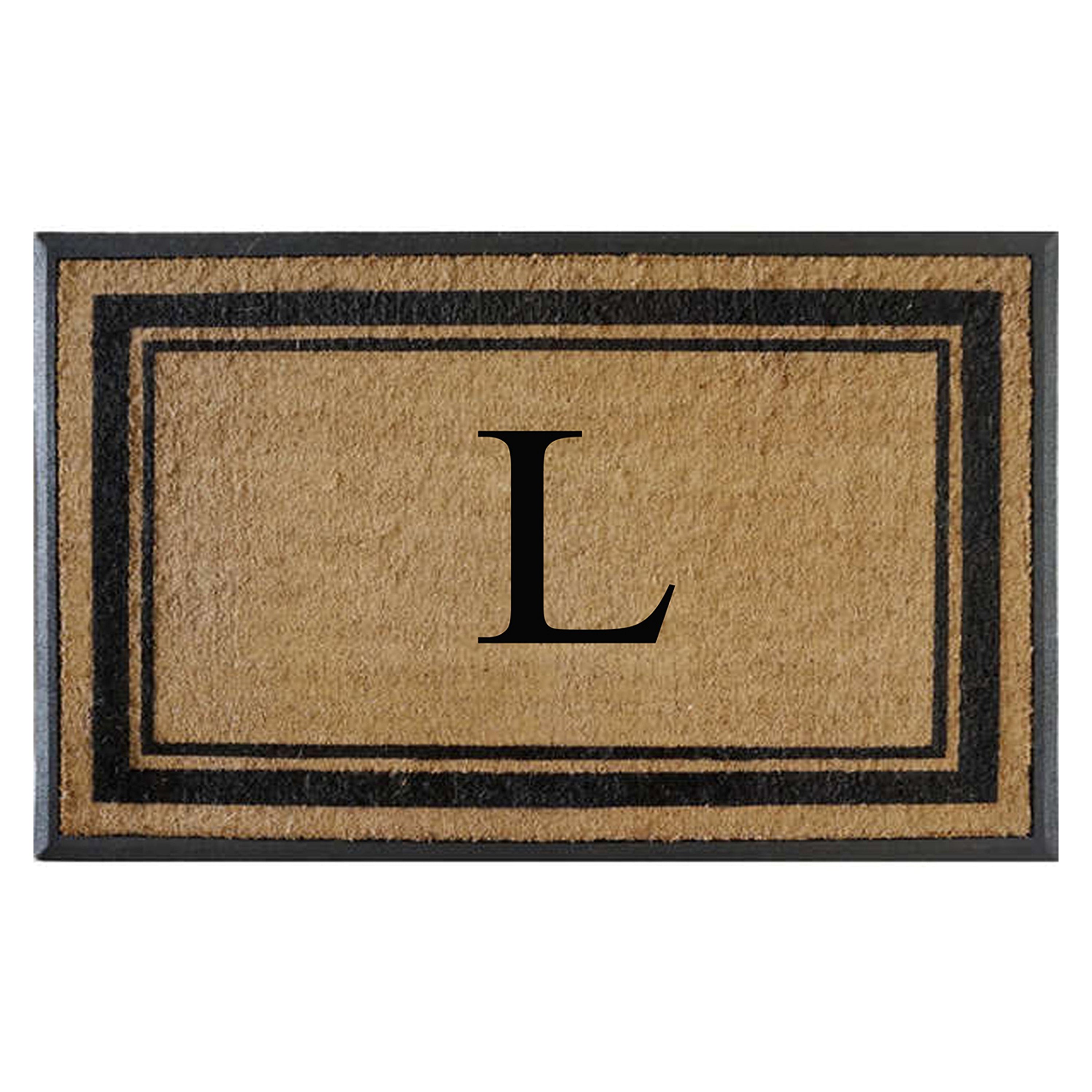 A1HC Luxury Monogrammed Natural Coir Doormat with Heavy-Duty Rubber Border