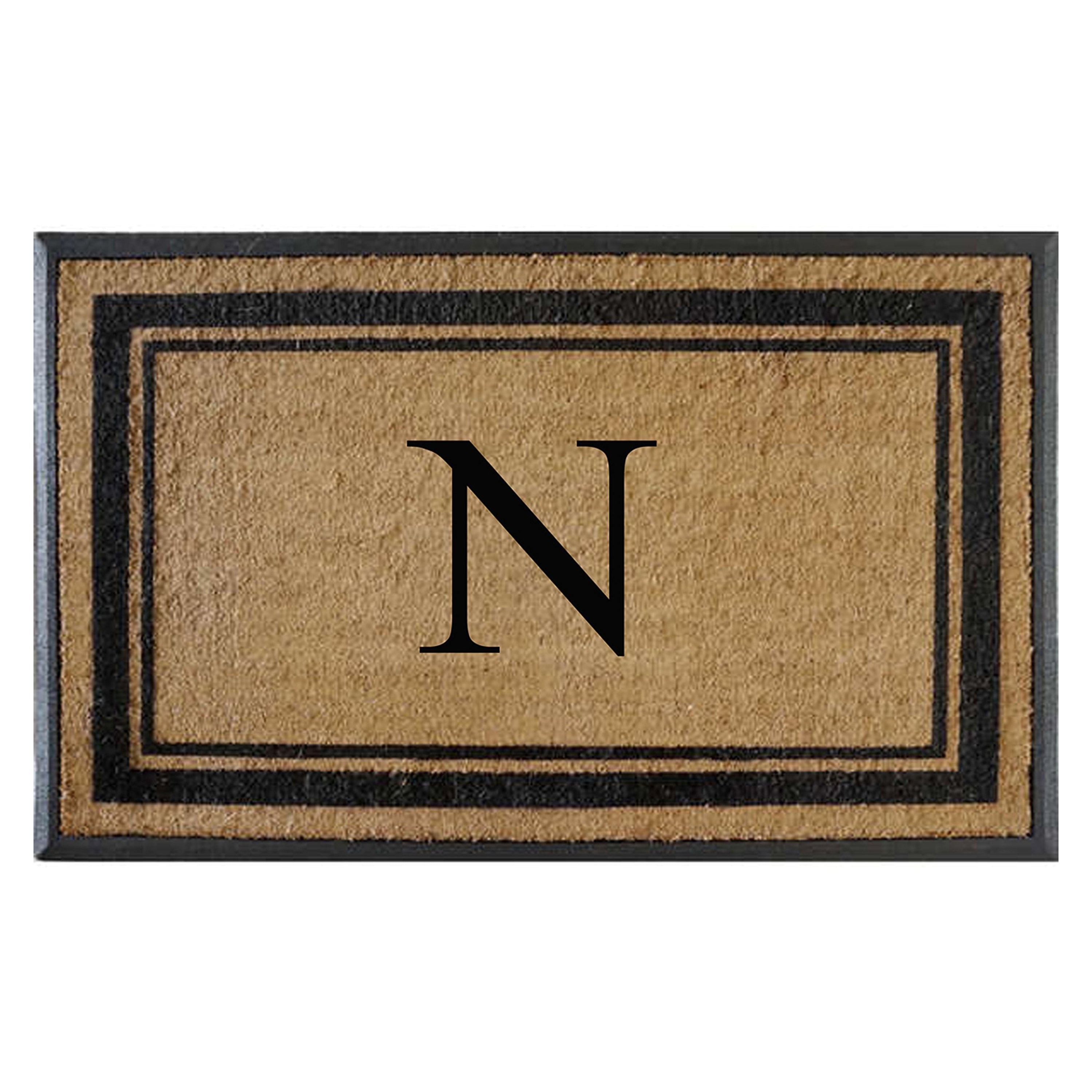 A1HC Luxury Monogrammed Natural Coir Doormat with Heavy-Duty Rubber Border