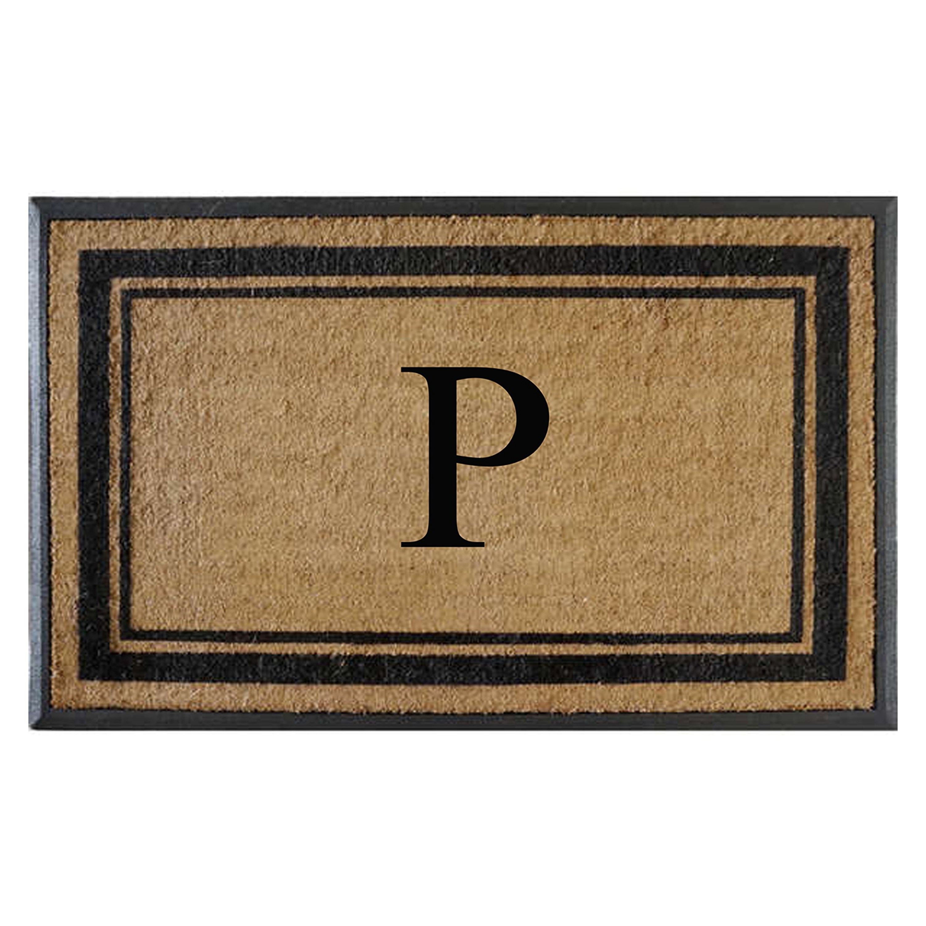A1HC Luxury Monogrammed Natural Coir Doormat with Heavy-Duty Rubber Border