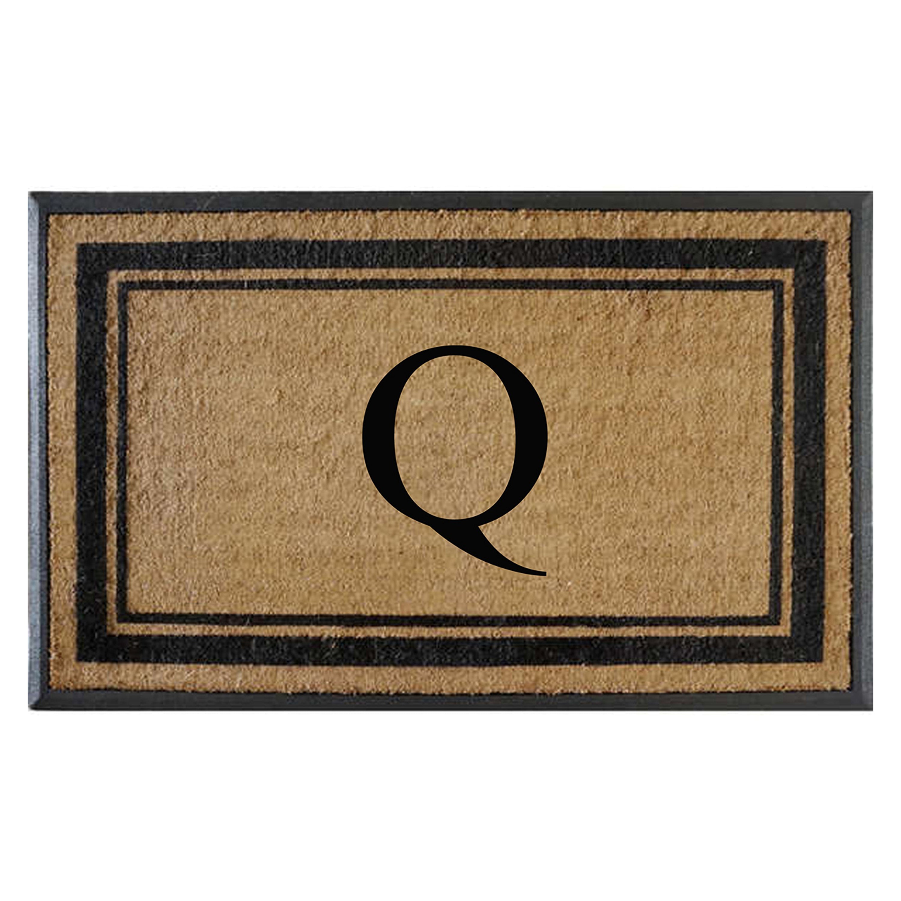 A1HC Luxury Monogrammed Natural Coir Doormat with Heavy-Duty Rubber Border