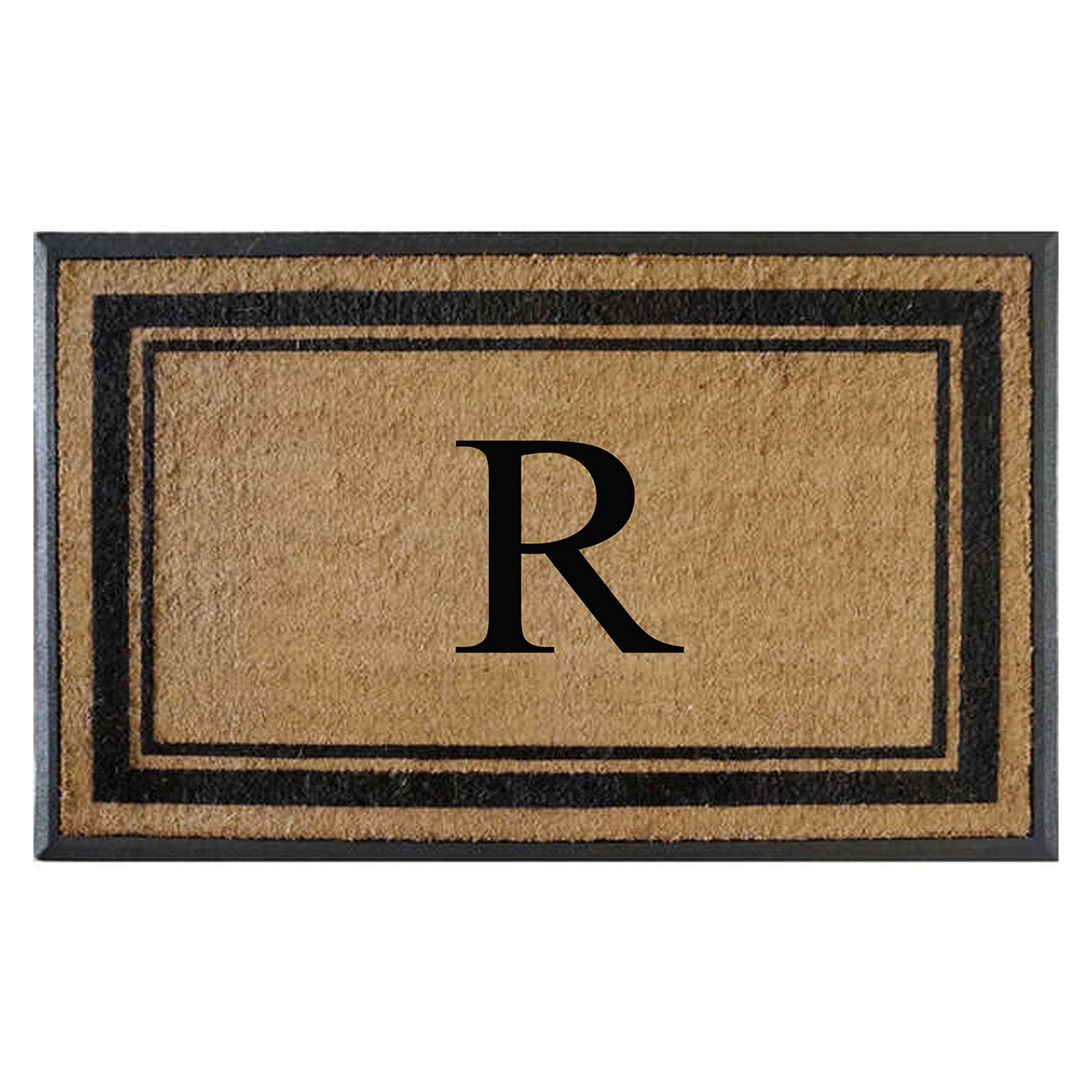 A1HC Luxury Monogrammed Natural Coir Doormat with Heavy-Duty Rubber Border