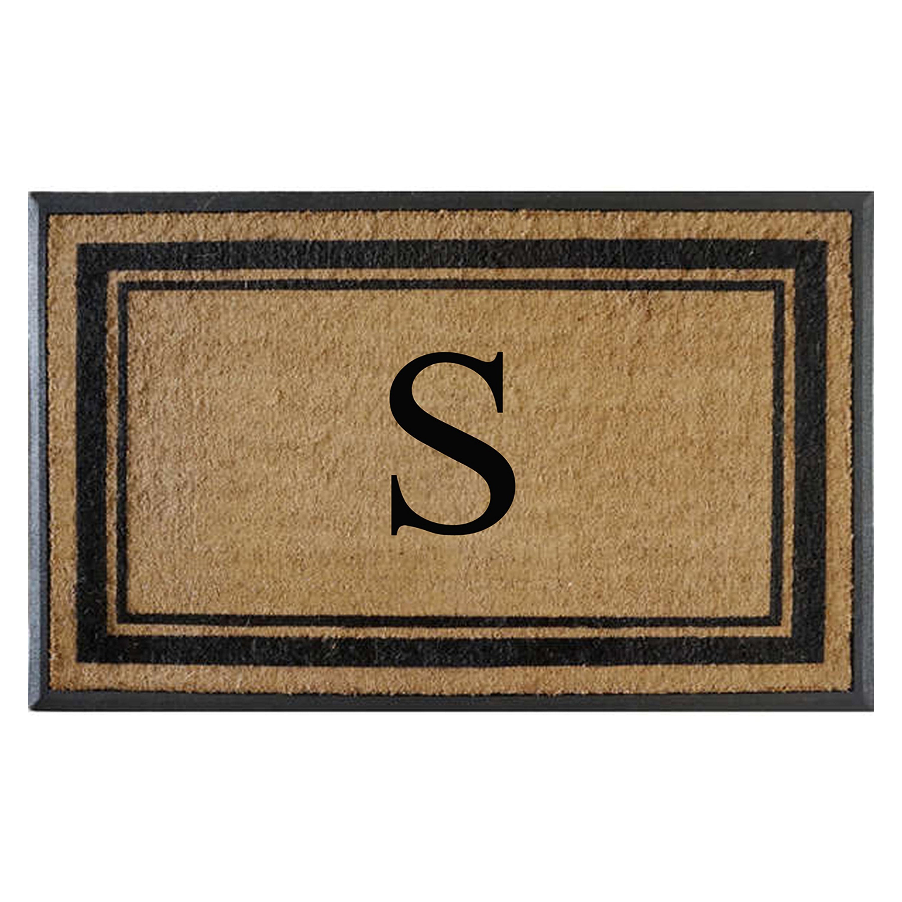 A1HC Luxury Monogrammed Natural Coir Doormat with Heavy-Duty Rubber Border