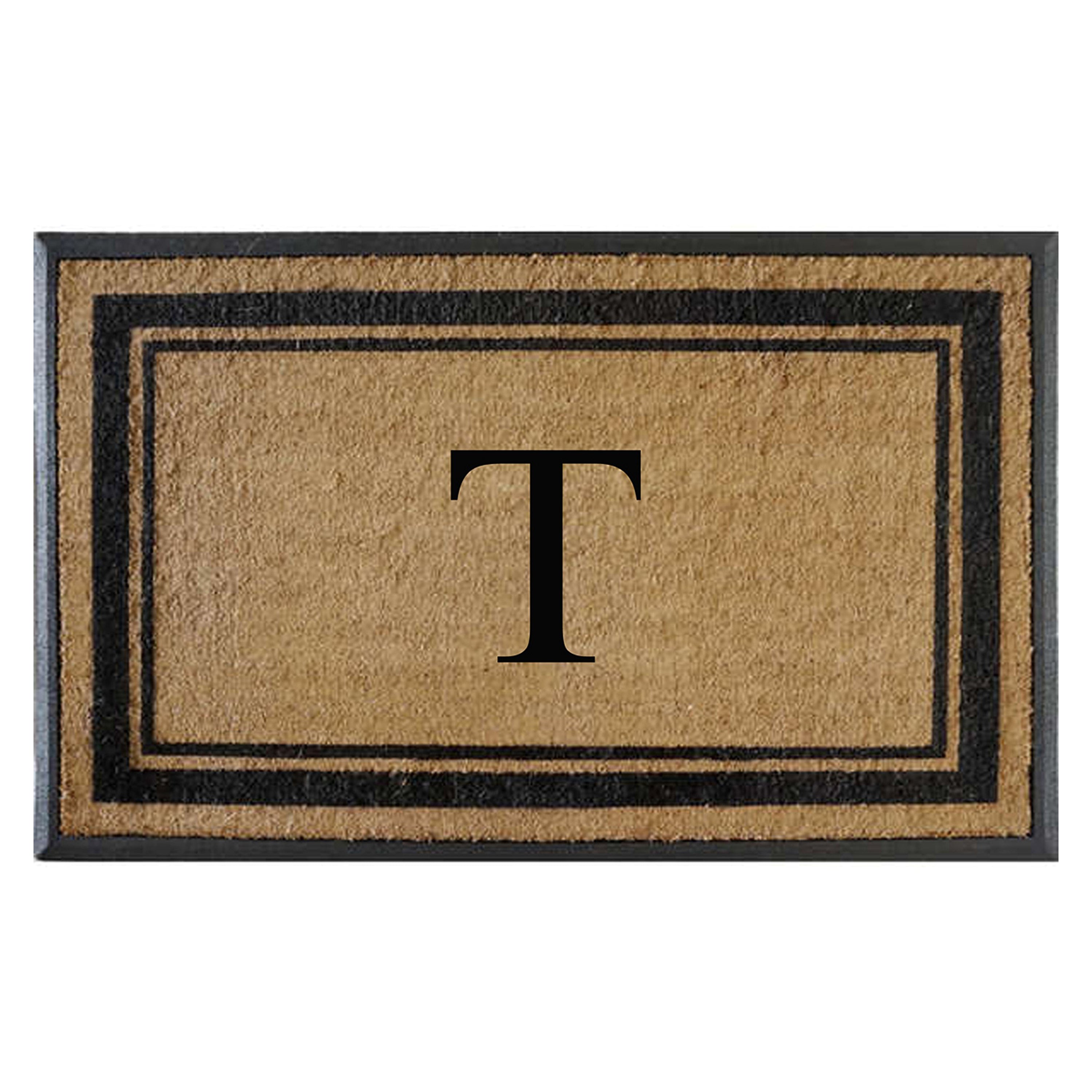 A1HC Luxury Monogrammed Natural Coir Doormat with Heavy-Duty Rubber Border