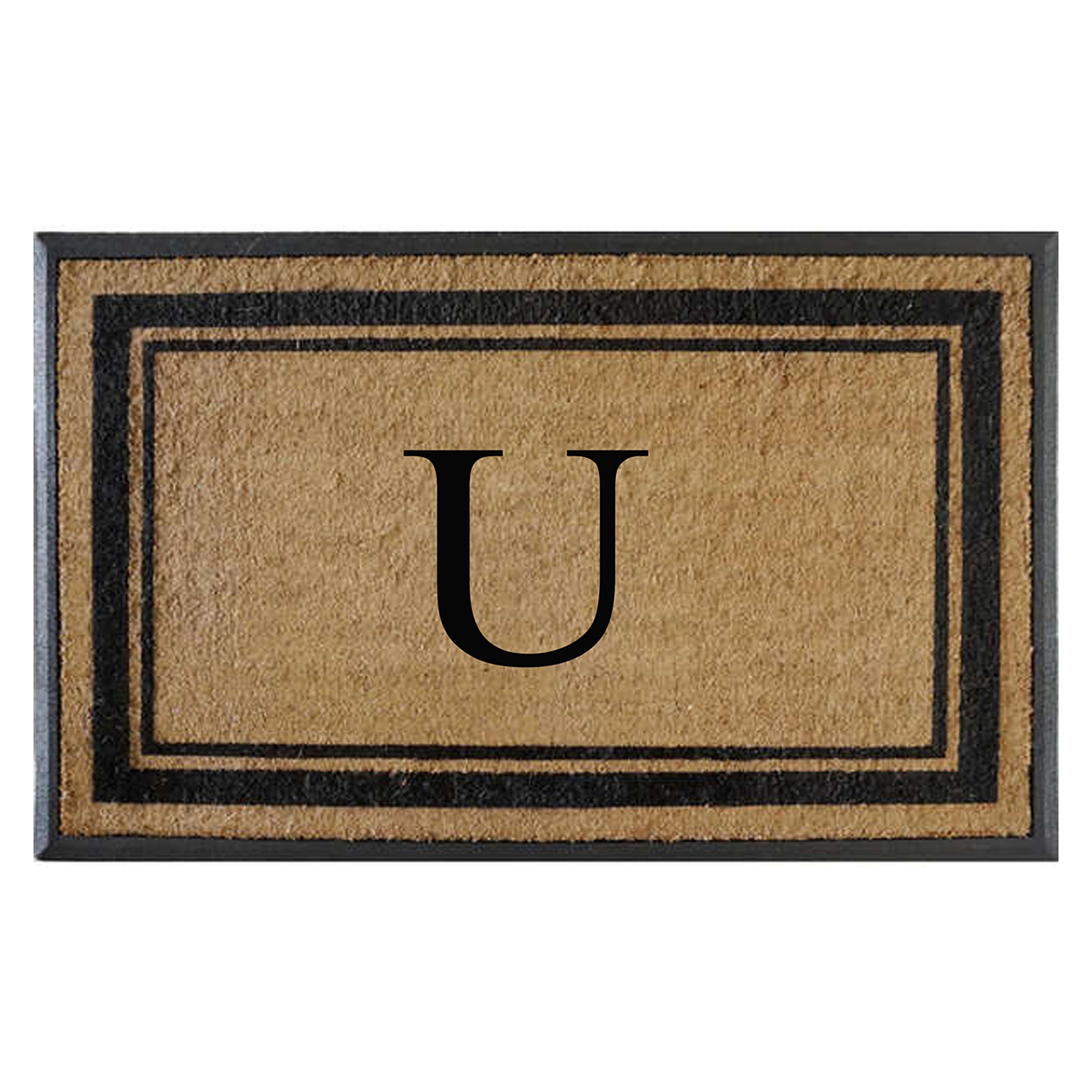 A1HC Luxury Monogrammed Natural Coir Doormat with Heavy-Duty Rubber Border