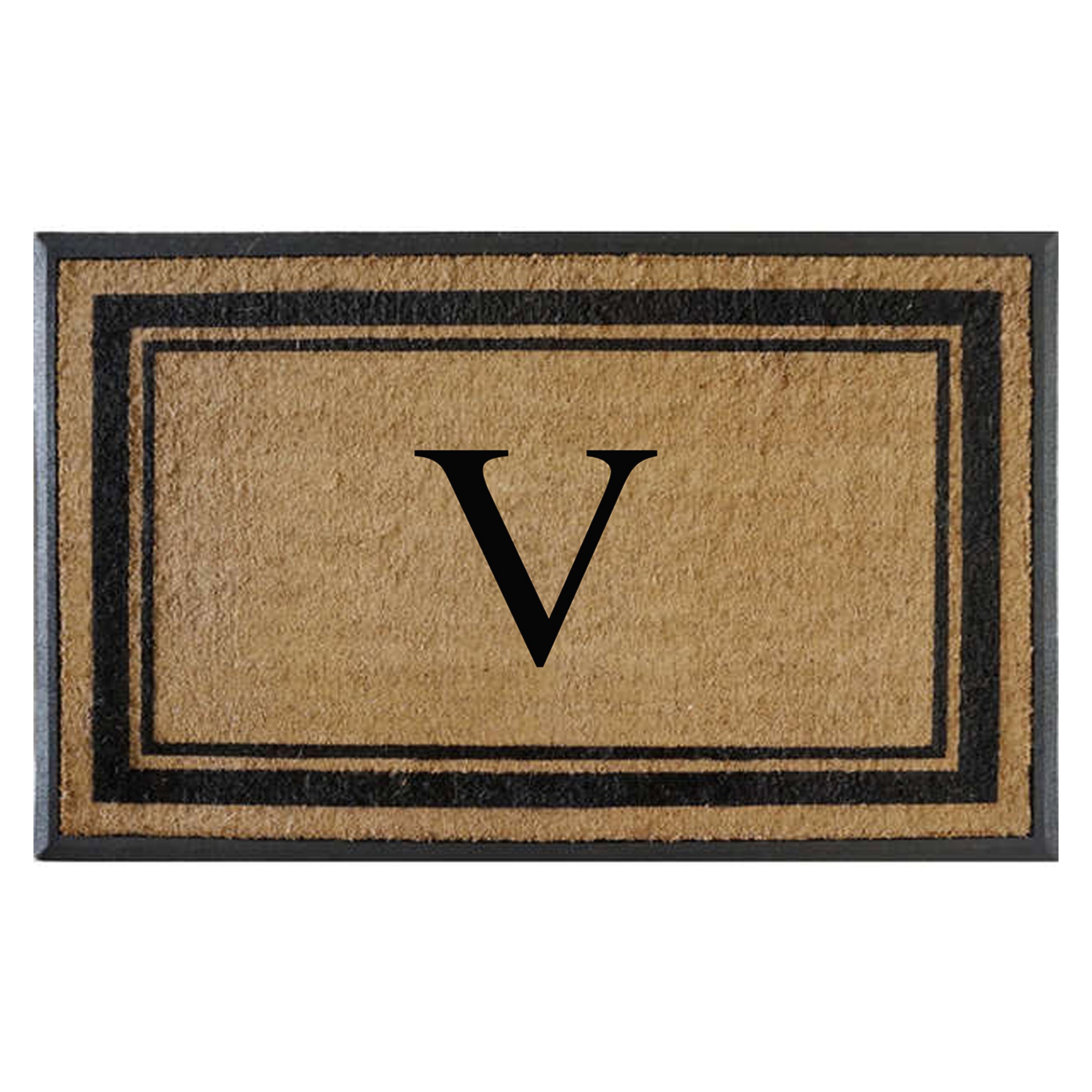 A1HC Luxury Monogrammed Natural Coir Doormat with Heavy-Duty Rubber Border