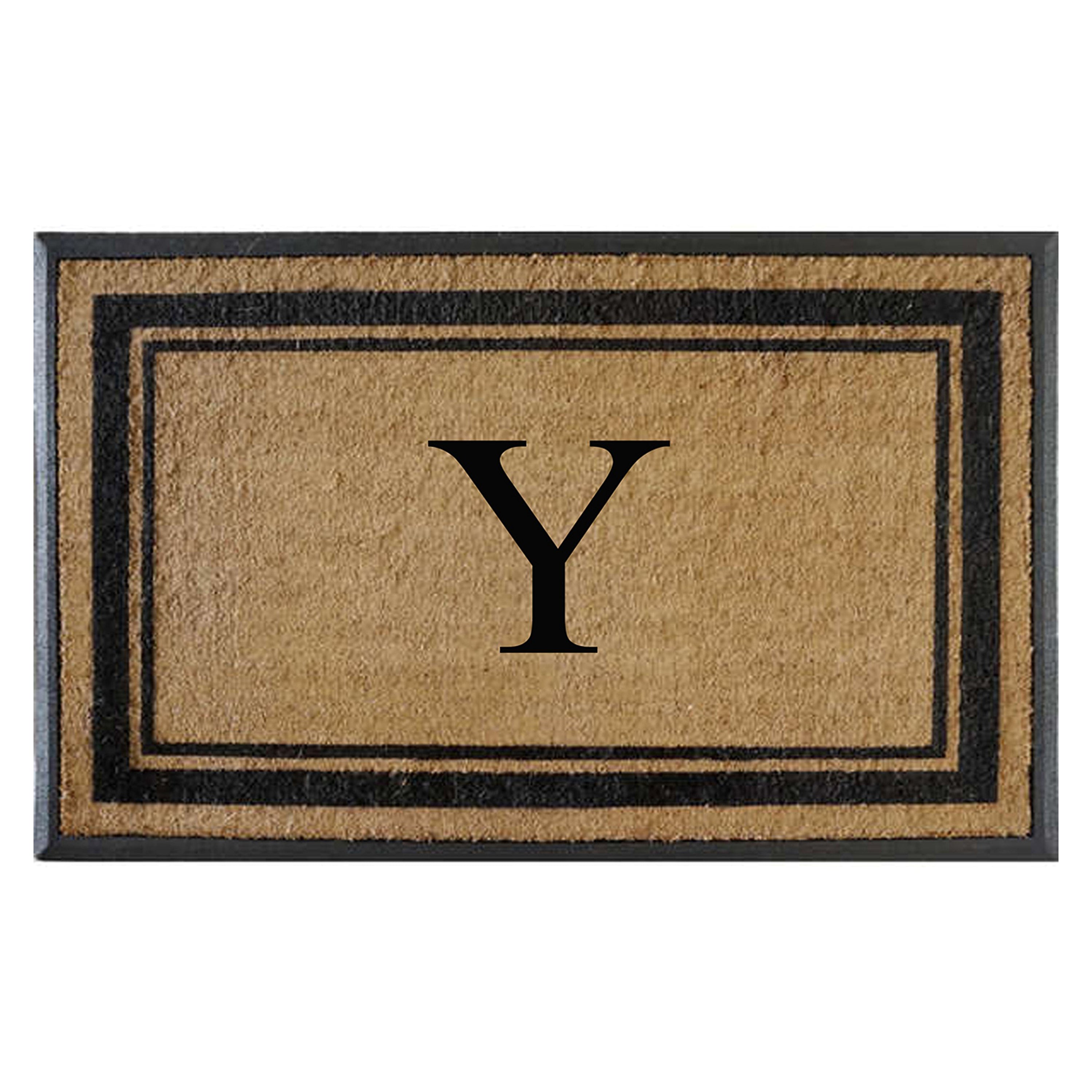 A1HC Luxury Monogrammed Natural Coir Doormat with Heavy-Duty Rubber Border