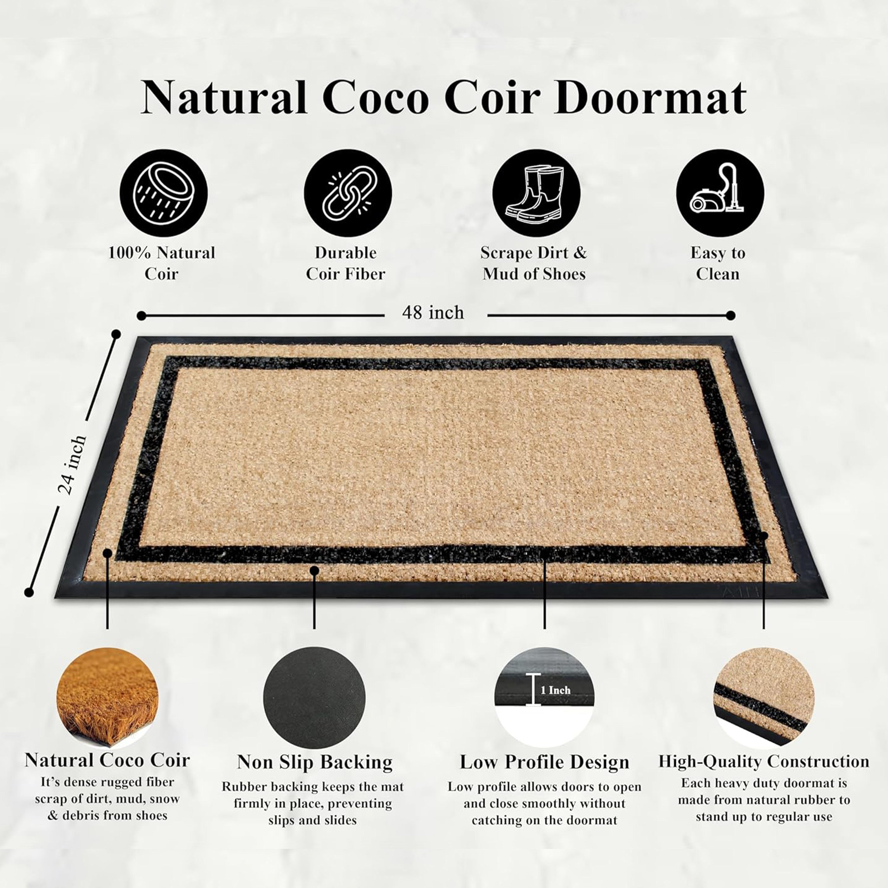 durable outdoor door mat with border pattern