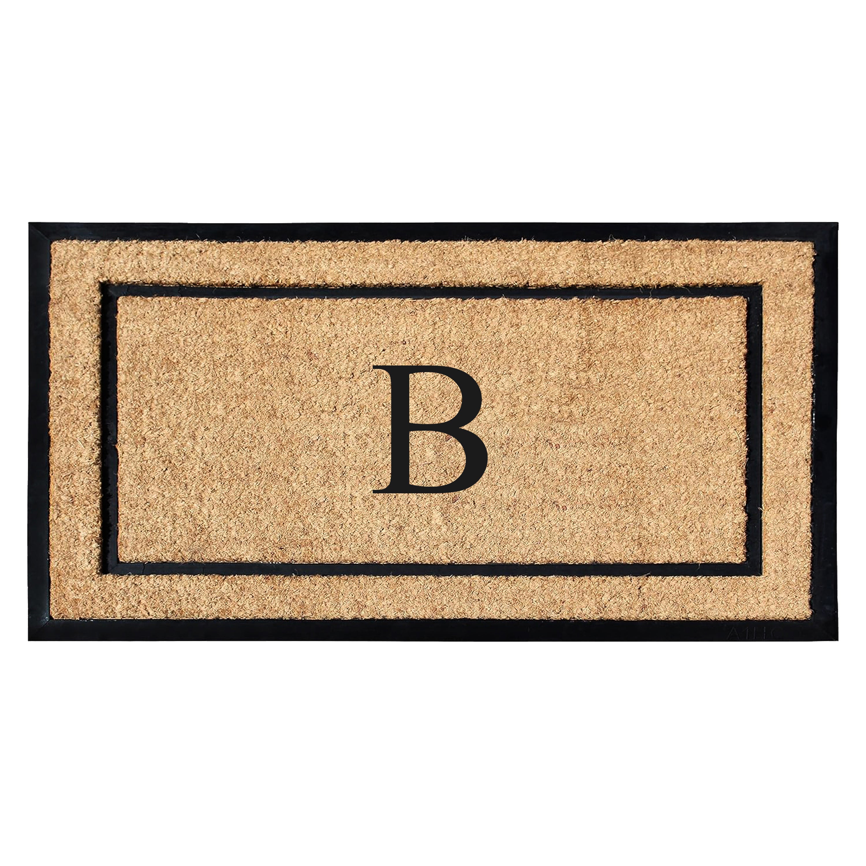 A1HC Personalized Monogram Coir Door Mat with Rubber Border Outdoor Entry Mat 24" x 48"