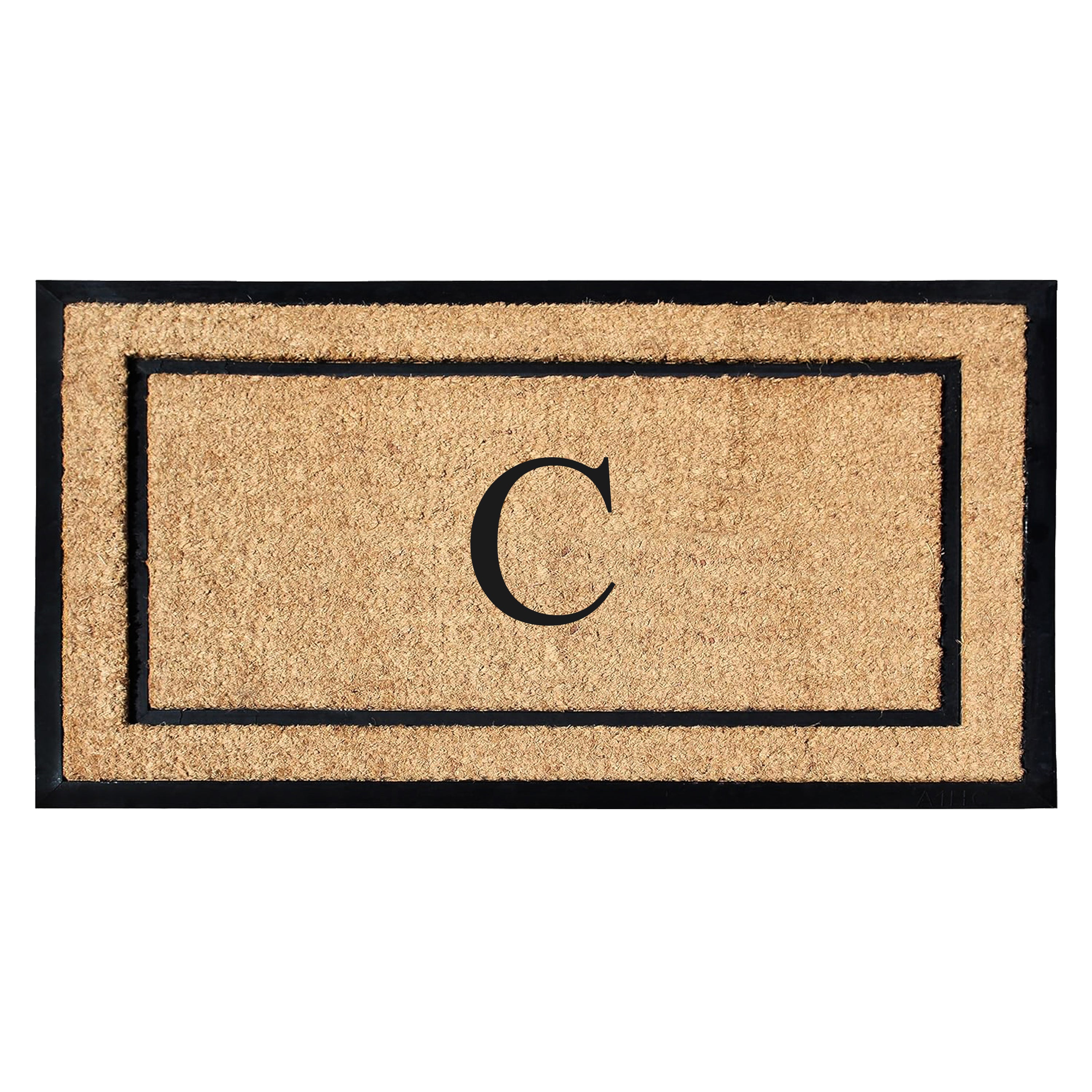 A1HC Personalized Monogram Coir Door Mat with Rubber Border Outdoor Entry Mat 24" x 48"