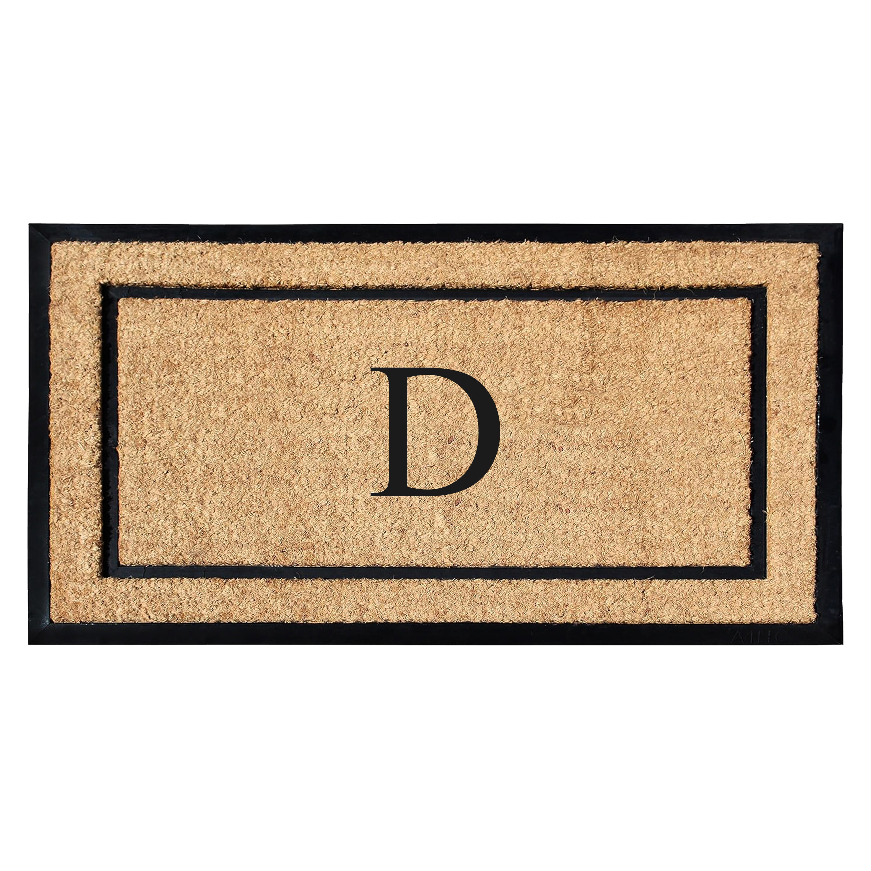 A1HC Personalized Monogram Coir Door Mat with Rubber Border Outdoor Entry Mat 24" x 48"