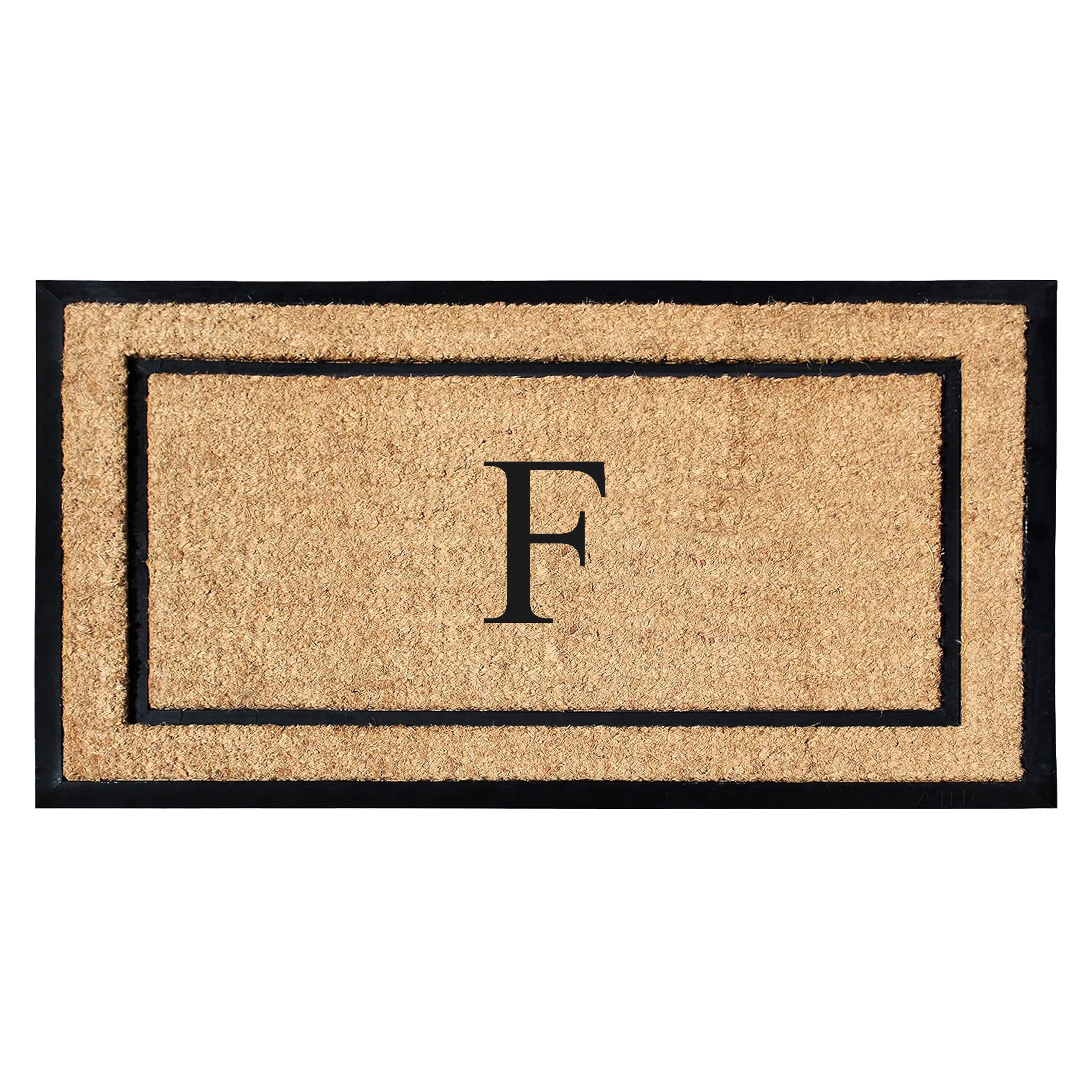 A1HC Personalized Monogram Coir Door Mat with Rubber Border Outdoor Entry Mat 24" x 48"