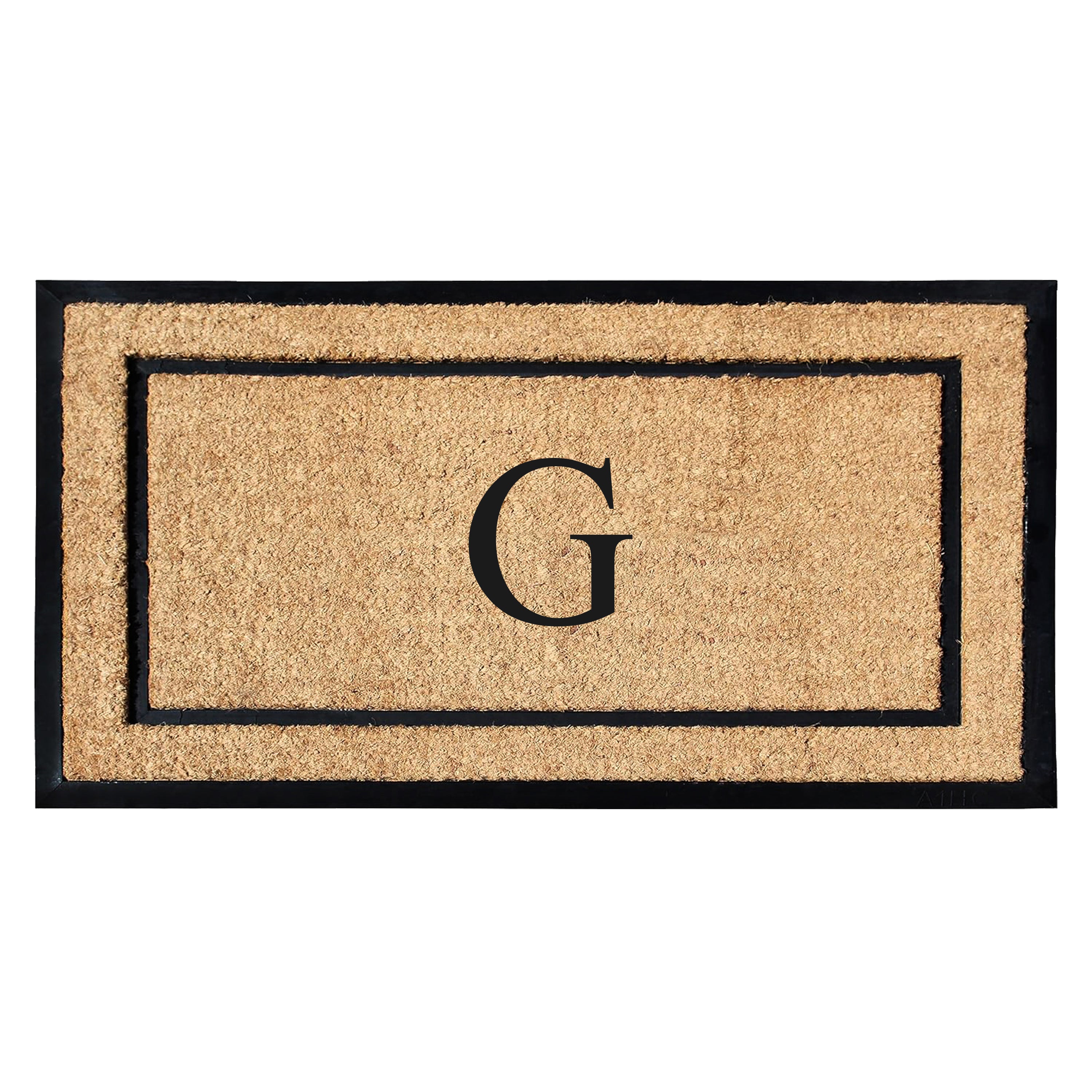A1HC Personalized Monogram Coir Door Mat with Rubber Border Outdoor Entry Mat 24" x 48"
