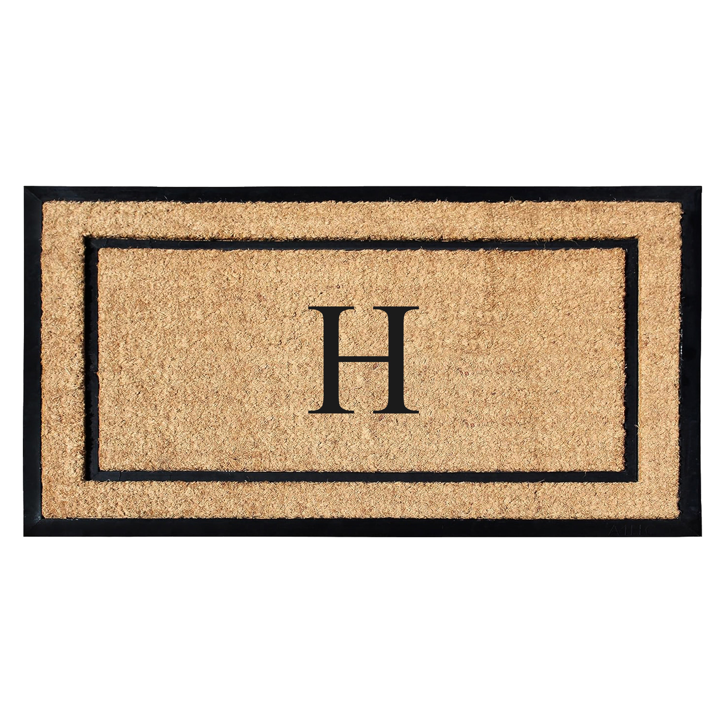 A1HC Personalized Monogram Coir Door Mat with Rubber Border Outdoor Entry Mat 24" x 48"