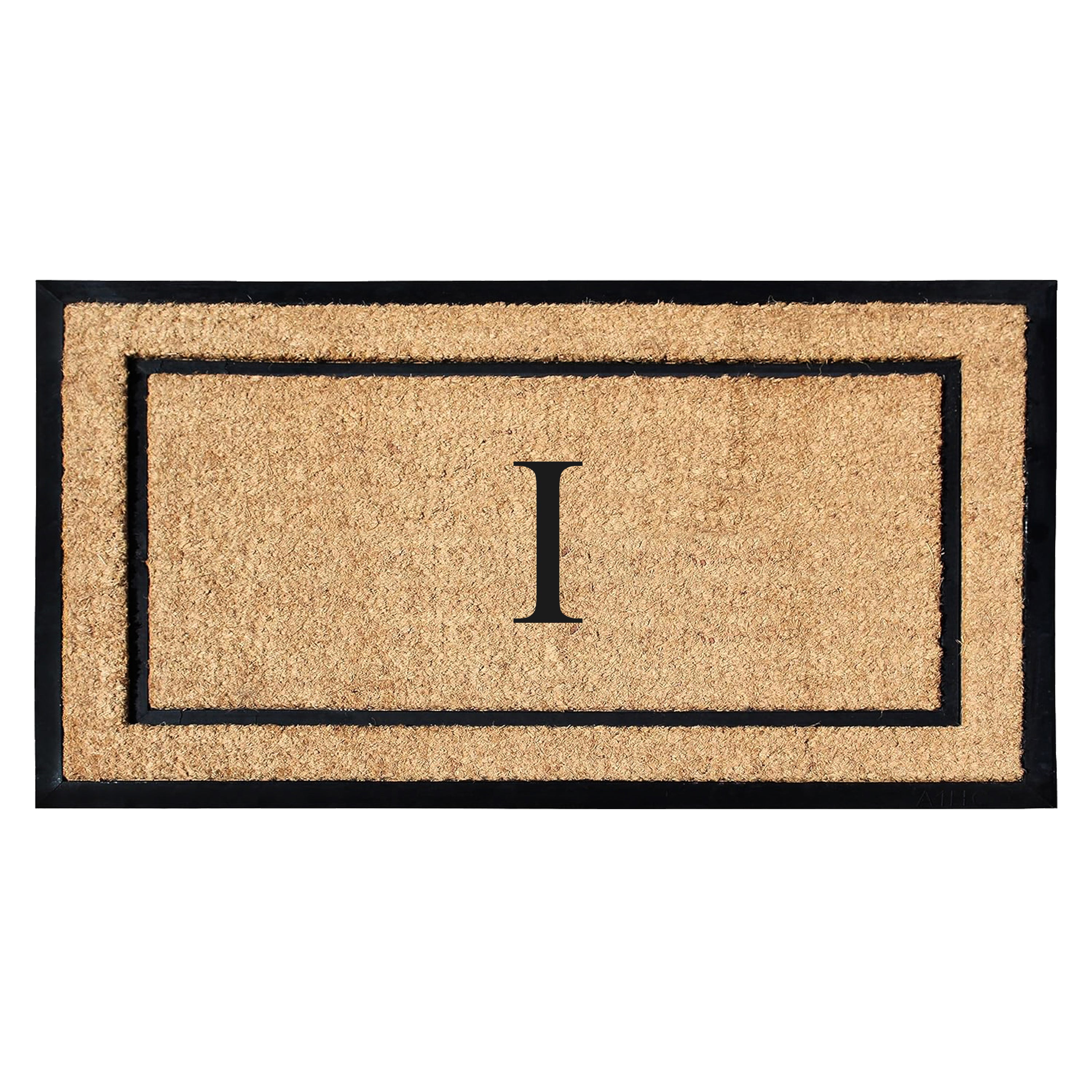 A1HC Personalized Monogram Coir Door Mat with Rubber Border Outdoor Entry Mat 24" x 48"