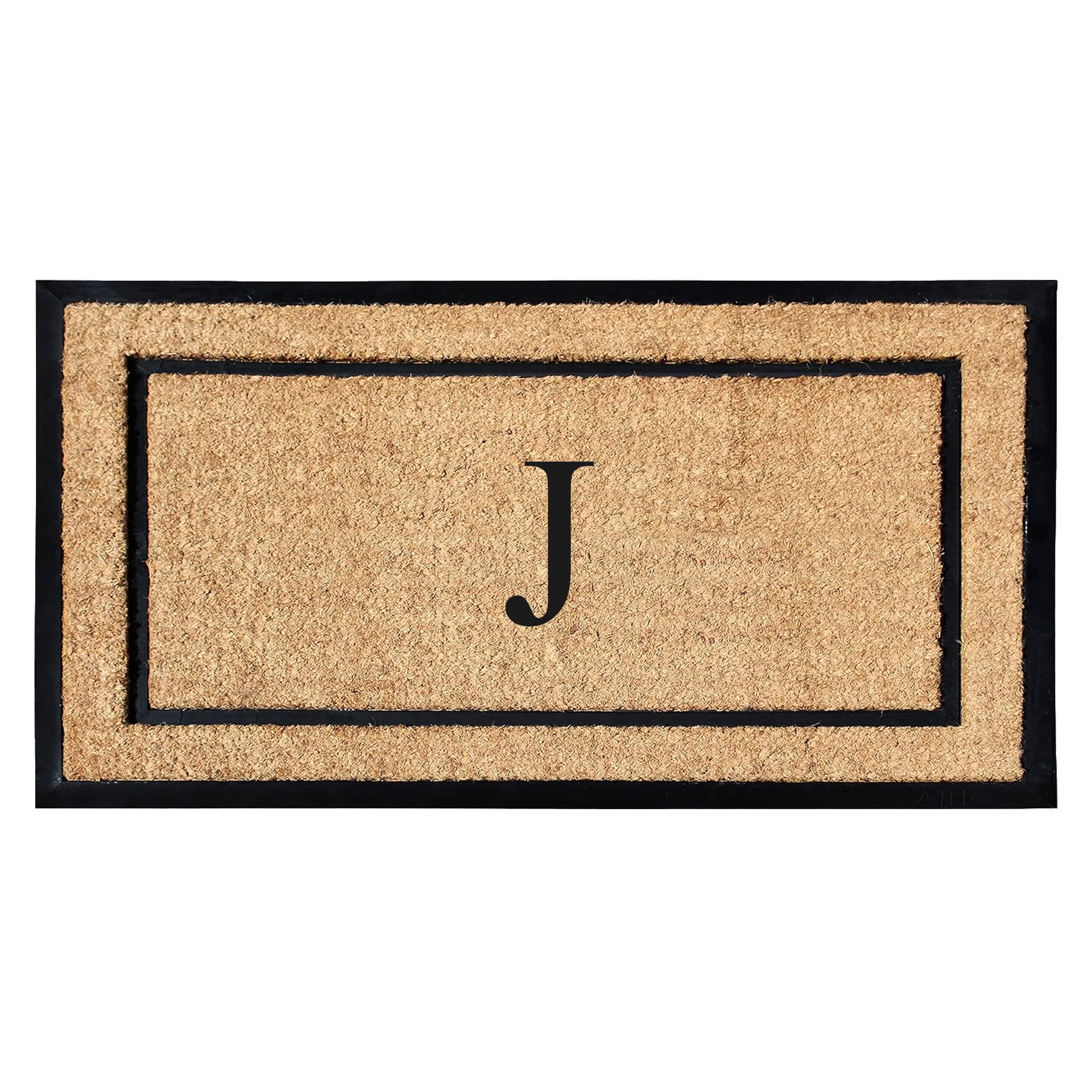 A1HC Personalized Monogram Coir Door Mat with Rubber Border Outdoor Entry Mat 24" x 48"