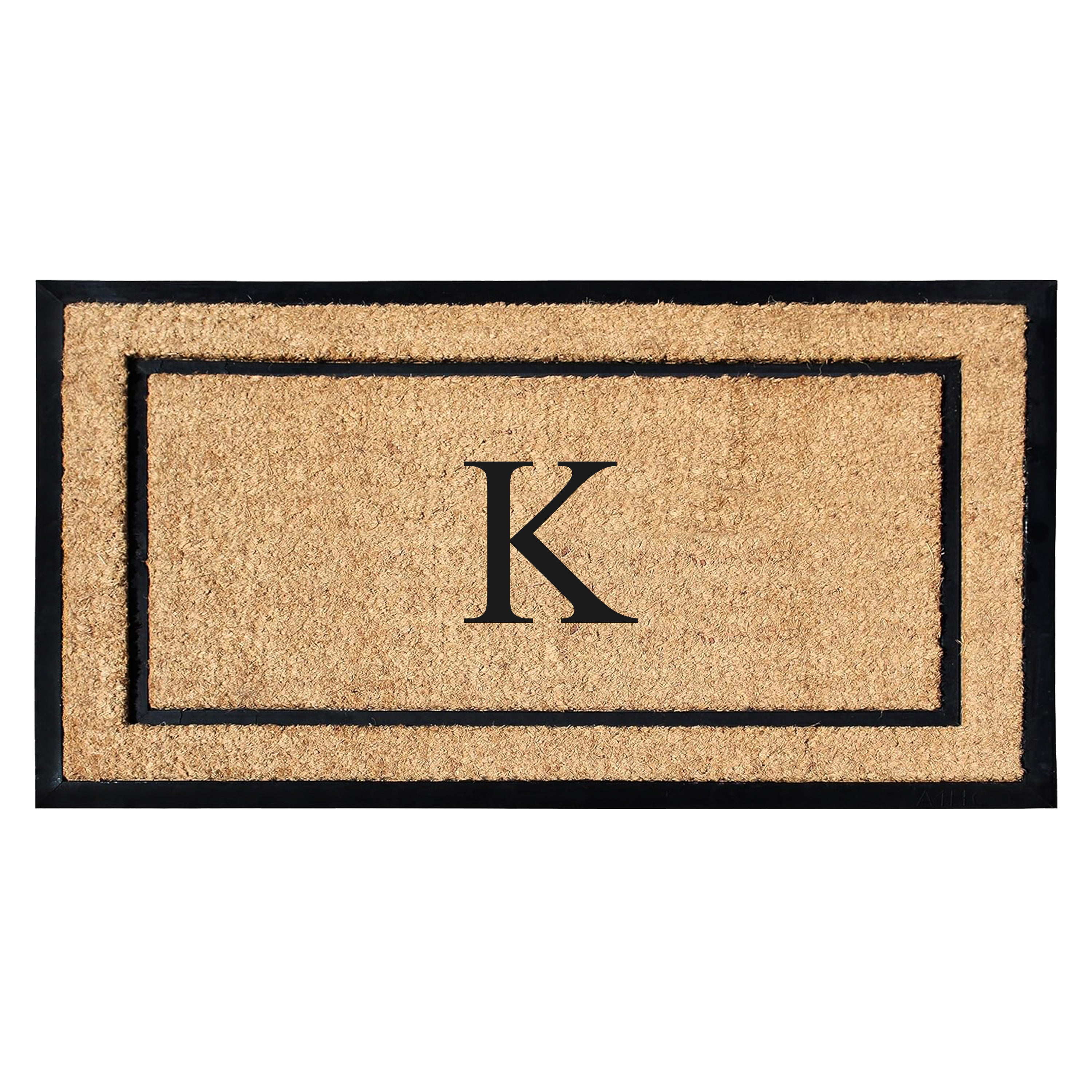 A1HC Personalized Monogram Coir Door Mat with Rubber Border Outdoor Entry Mat 24" x 48"