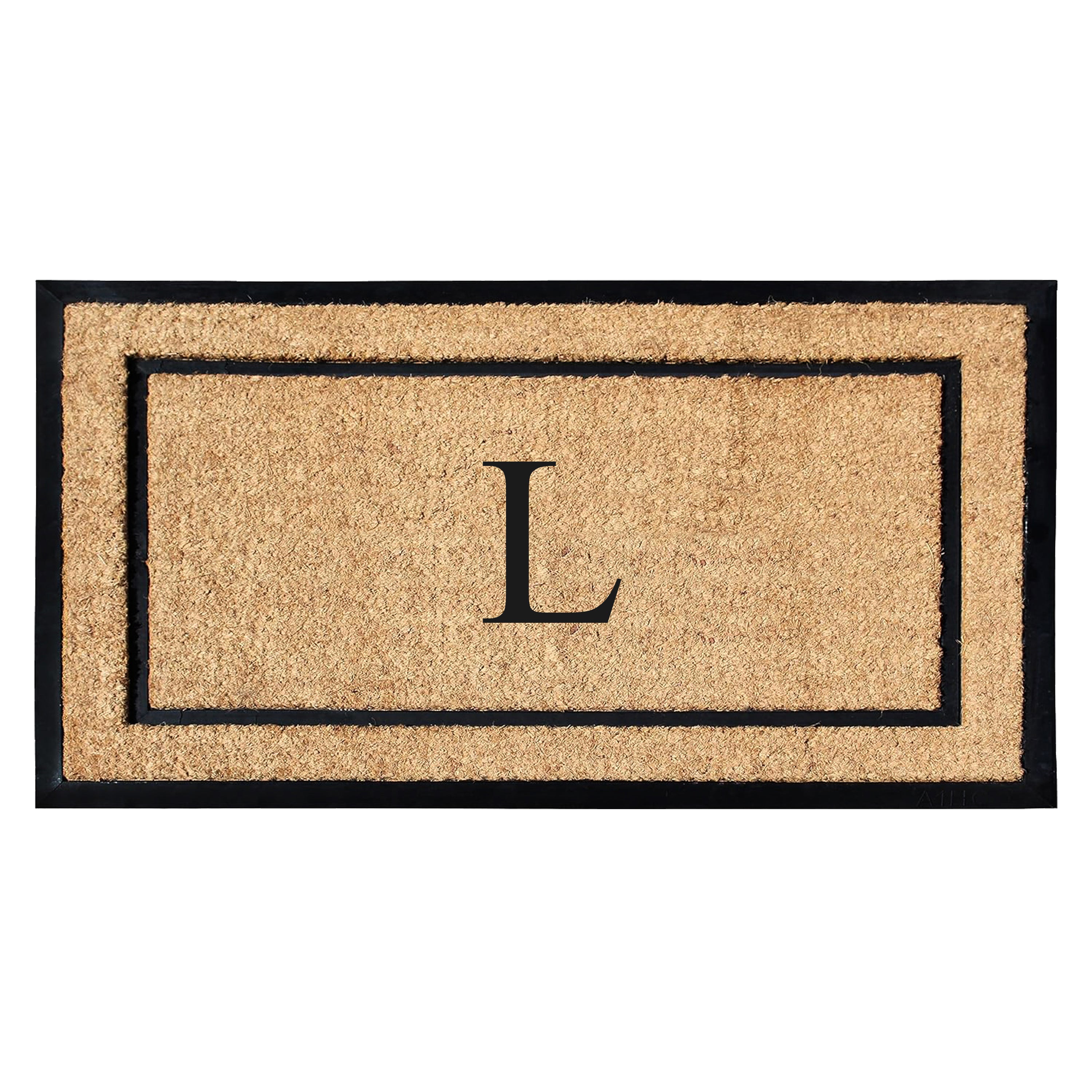 A1HC Personalized Monogram Coir Door Mat with Rubber Border Outdoor Entry Mat 24" x 48"