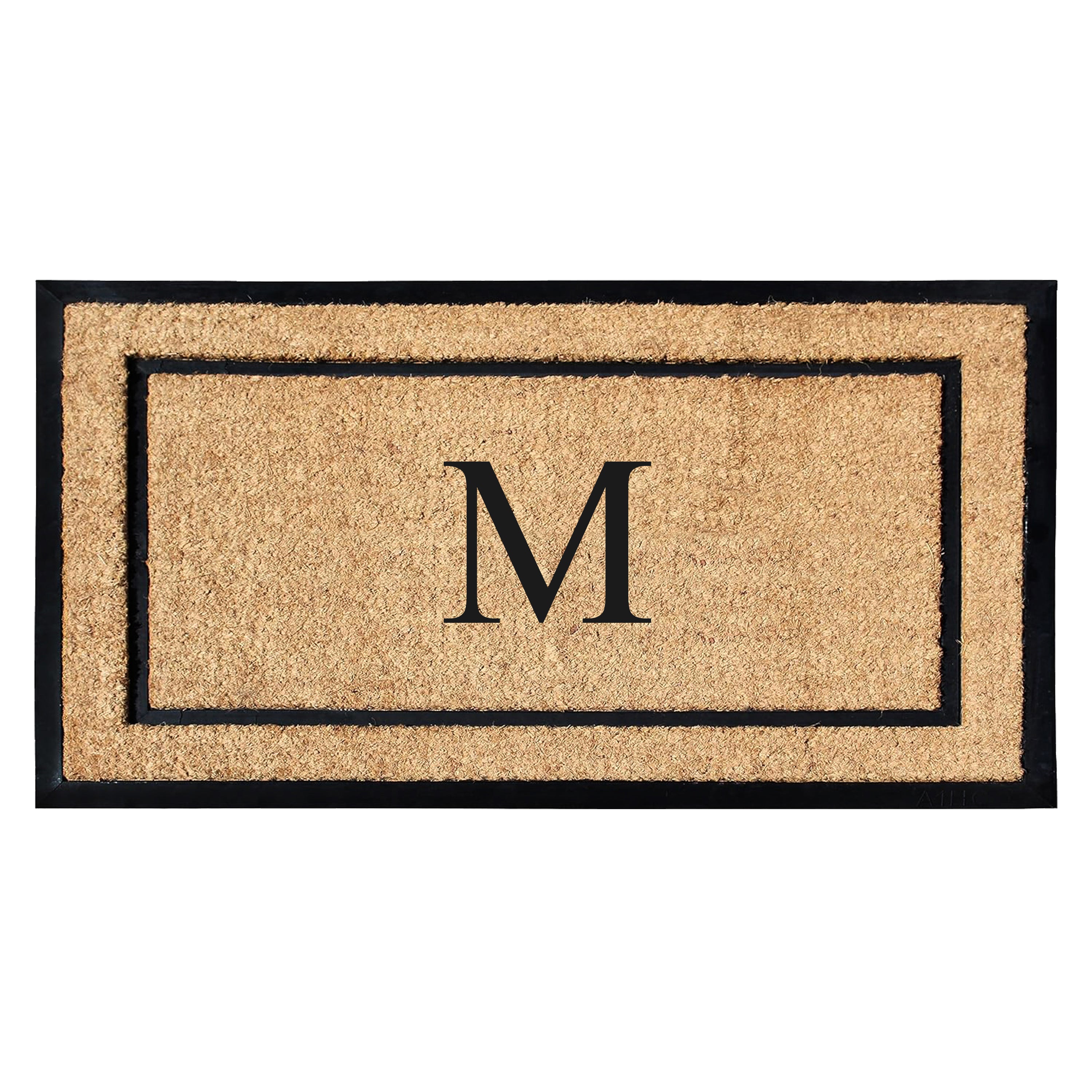 A1HC Personalized Monogram Coir Door Mat with Rubber Border Outdoor Entry Mat 24" x 48"