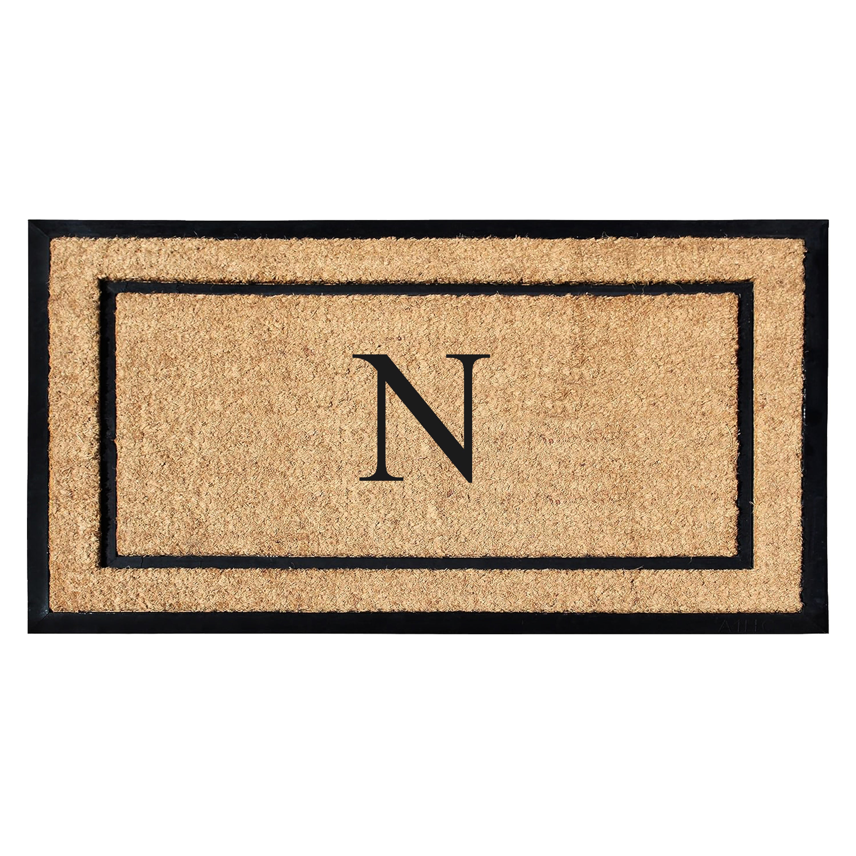 A1HC Personalized Monogram Coir Door Mat with Rubber Border Outdoor Entry Mat 24" x 48"