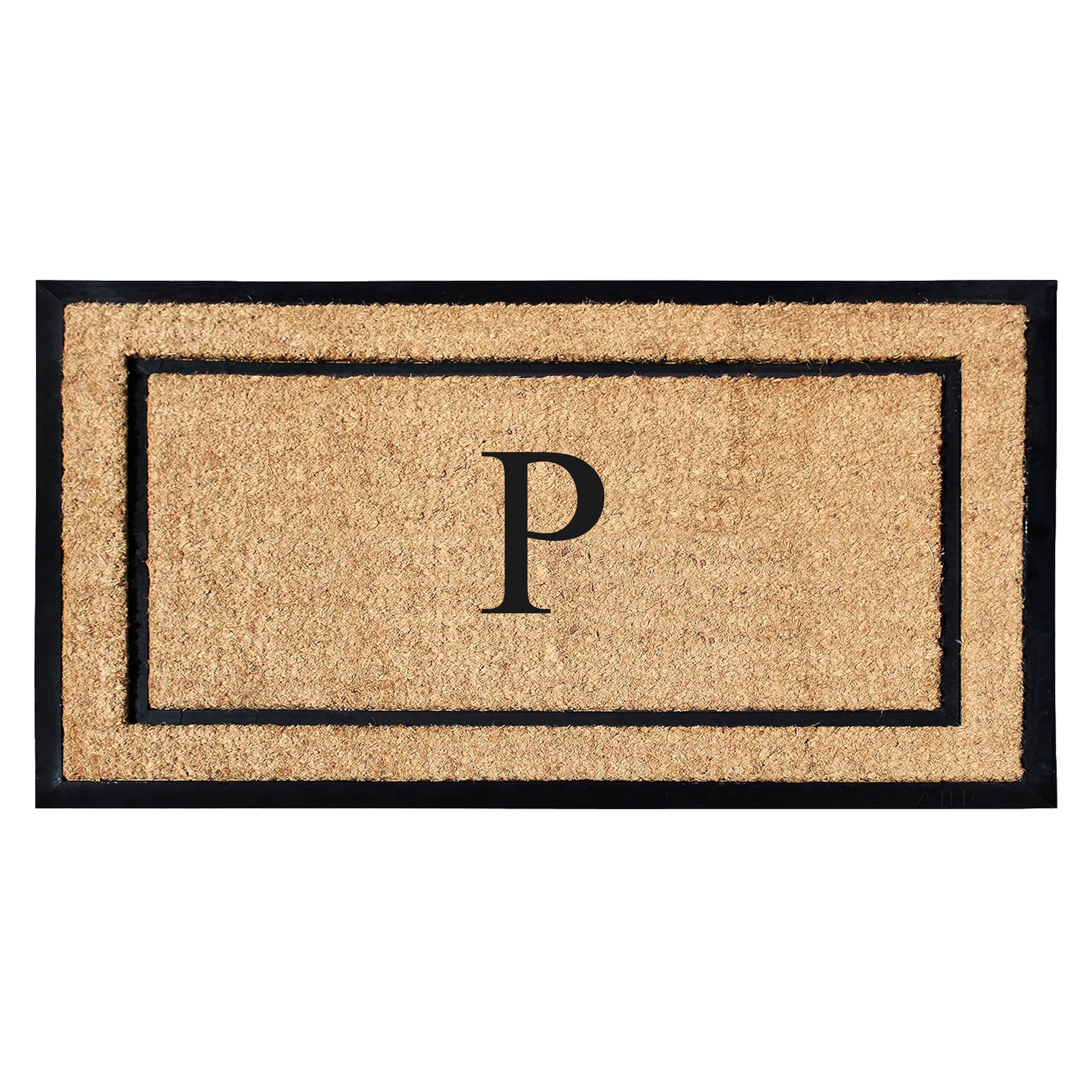 A1HC Personalized Monogram Coir Door Mat with Rubber Border Outdoor Entry Mat 24" x 48"