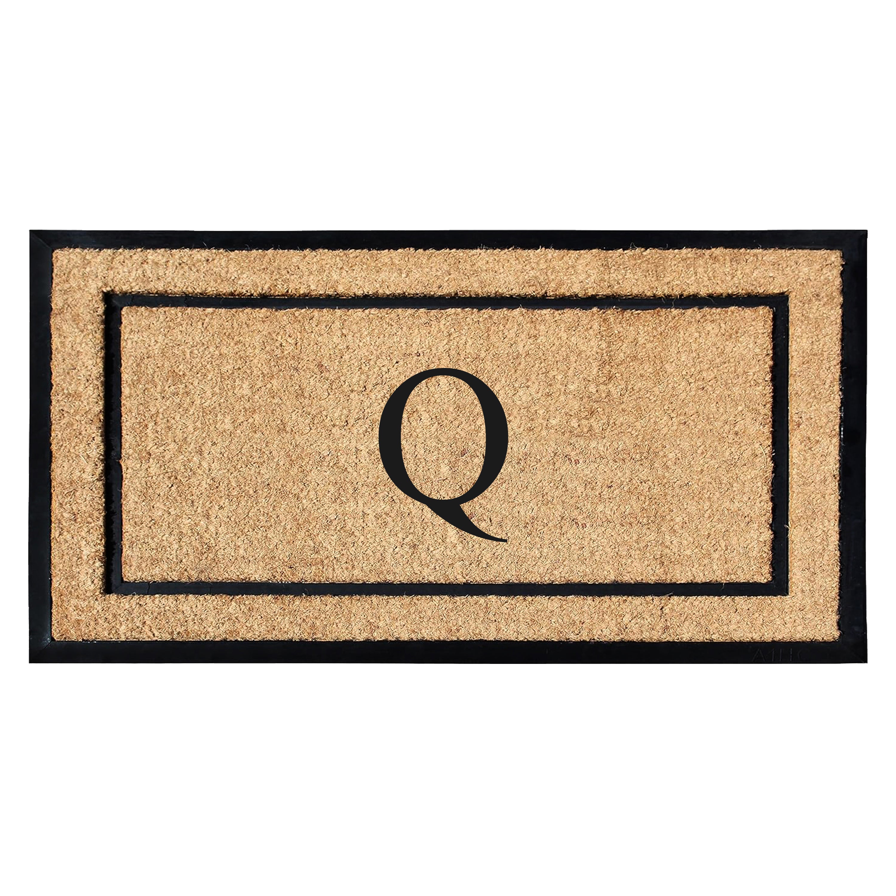 A1HC Personalized Monogram Coir Door Mat with Rubber Border Outdoor Entry Mat 24" x 48"