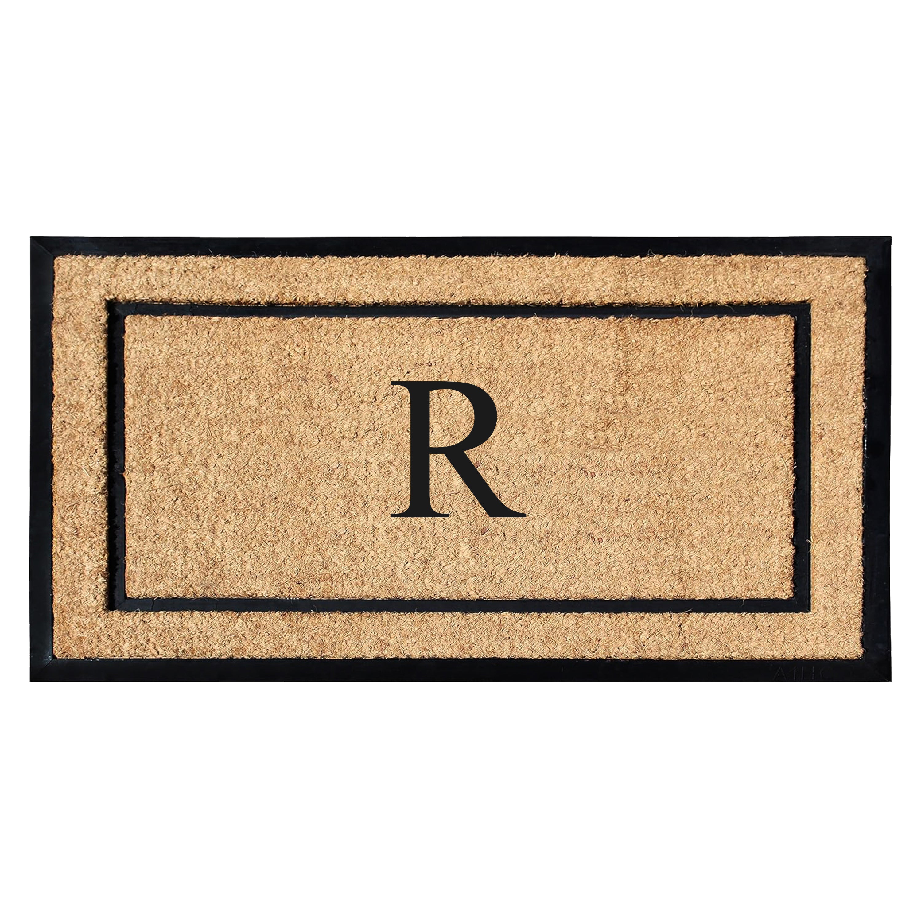 A1HC Personalized Monogram Coir Door Mat with Rubber Border Outdoor Entry Mat 24" x 48"