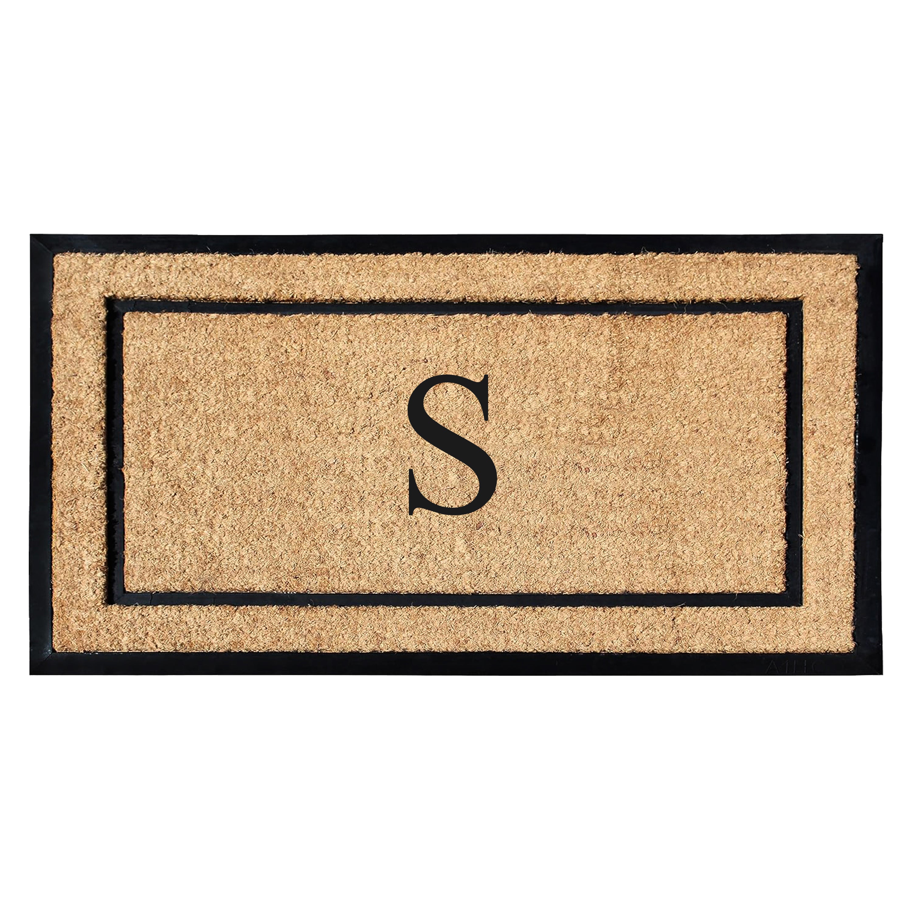 A1HC Personalized Monogram Coir Door Mat with Rubber Border Outdoor Entry Mat 24" x 48"