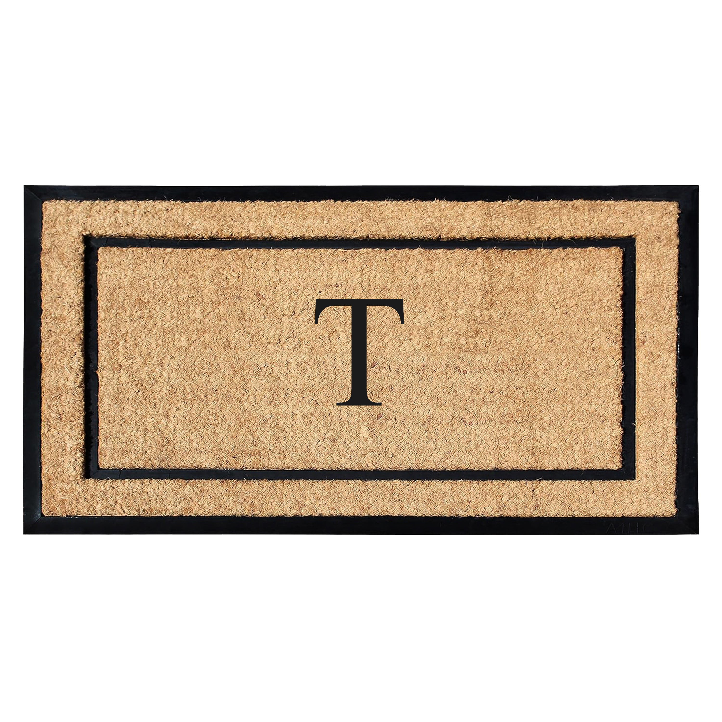 A1HC Personalized Monogram Coir Door Mat with Rubber Border Outdoor Entry Mat 24" x 48"
