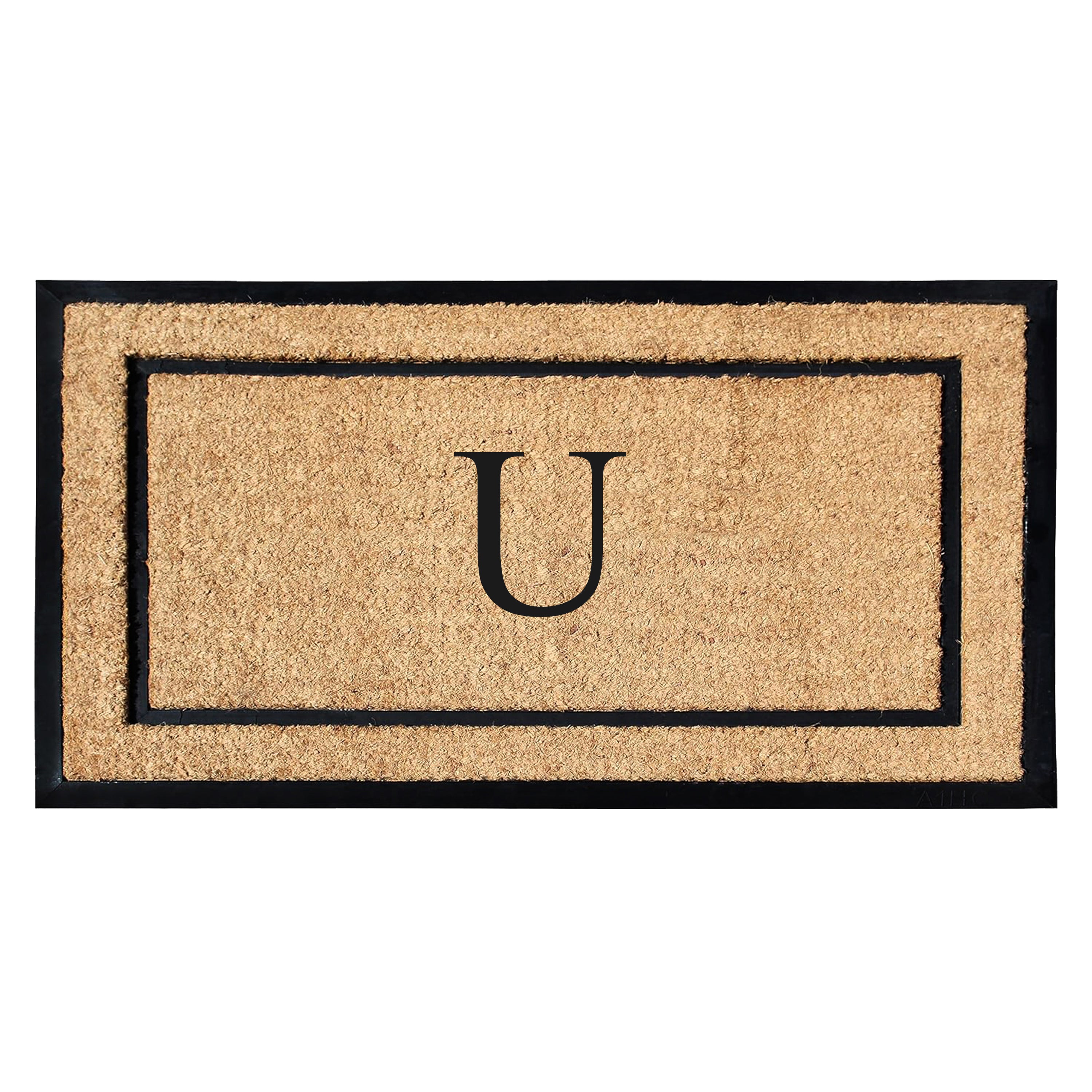A1HC Personalized Monogram Coir Door Mat with Rubber Border Outdoor Entry Mat 24" x 48"