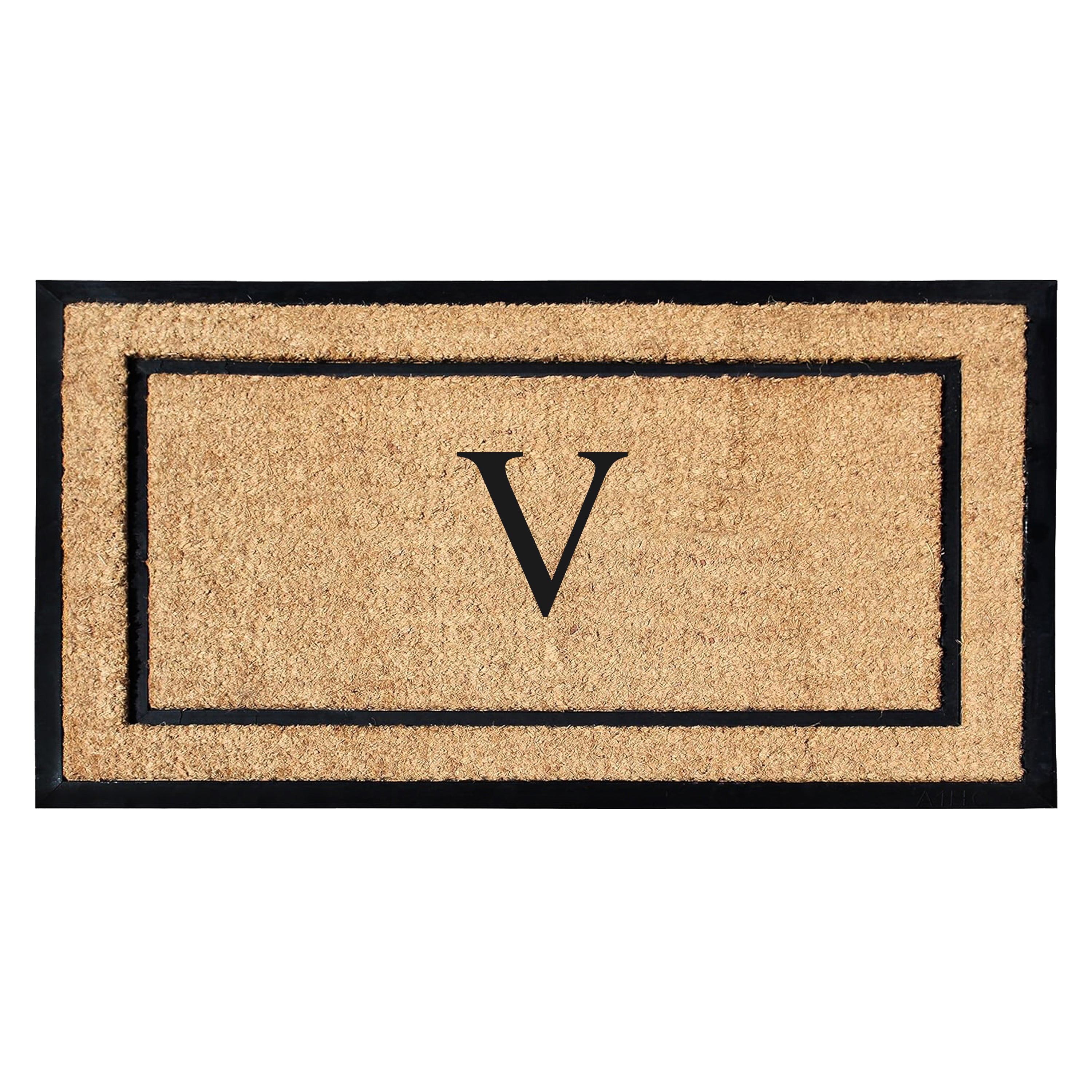 A1HC Personalized Monogram Coir Door Mat with Rubber Border Outdoor Entry Mat 24" x 48"
