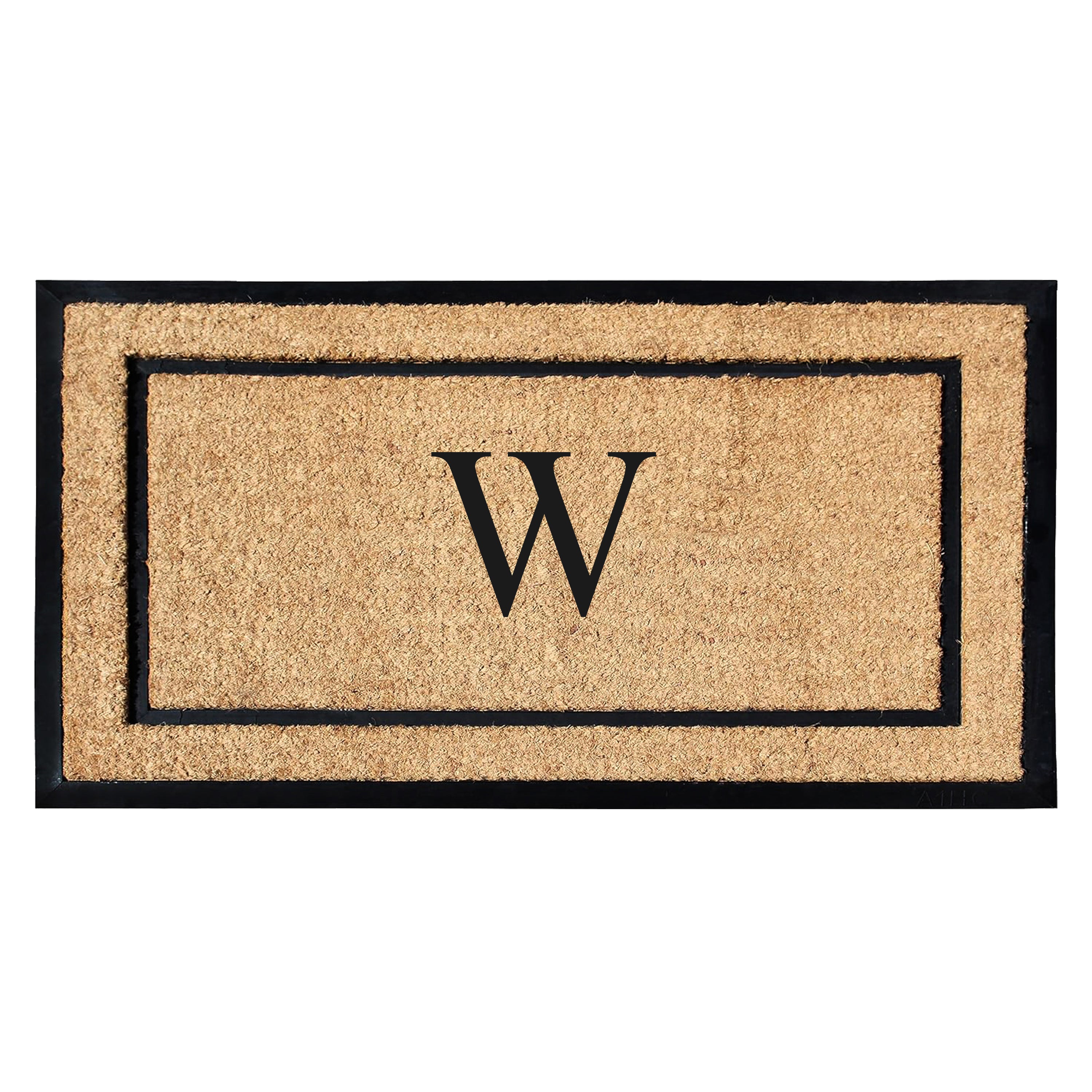 A1HC Personalized Monogram Coir Door Mat with Rubber Border Outdoor Entry Mat 24" x 48"