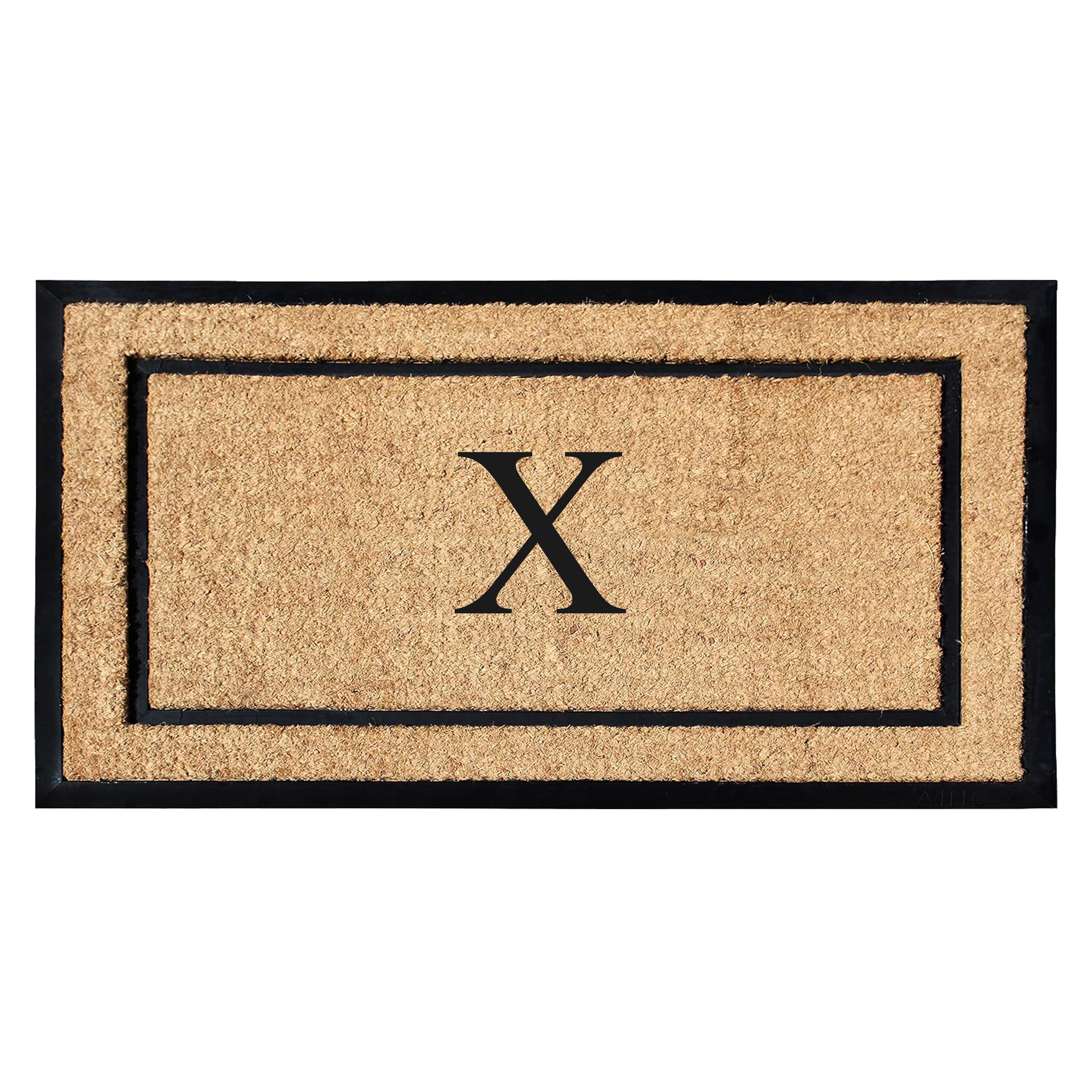 A1HC Personalized Monogram Coir Door Mat with Rubber Border Outdoor Entry Mat 24" x 48"