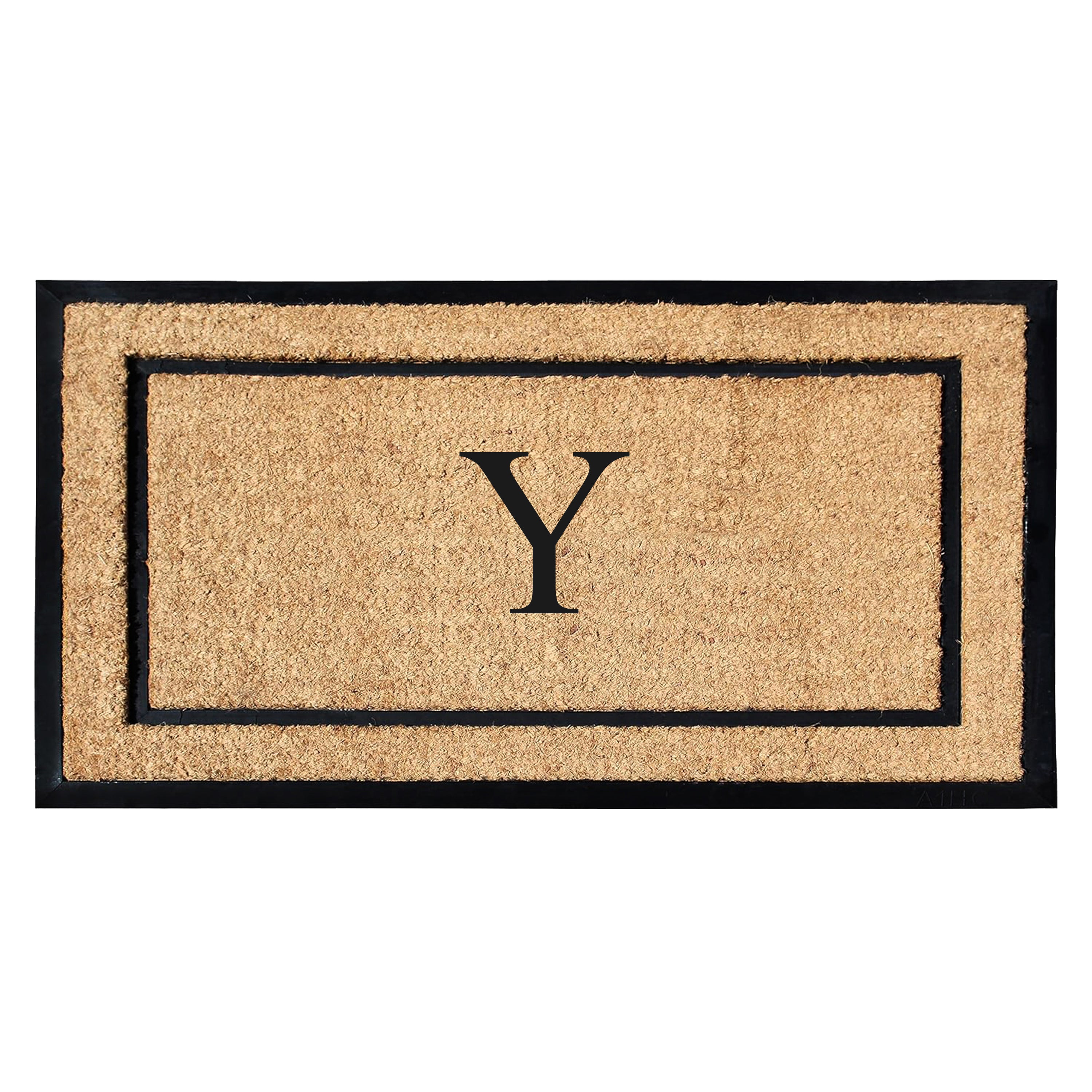 A1HC Personalized Monogram Coir Door Mat with Rubber Border Outdoor Entry Mat 24" x 48"