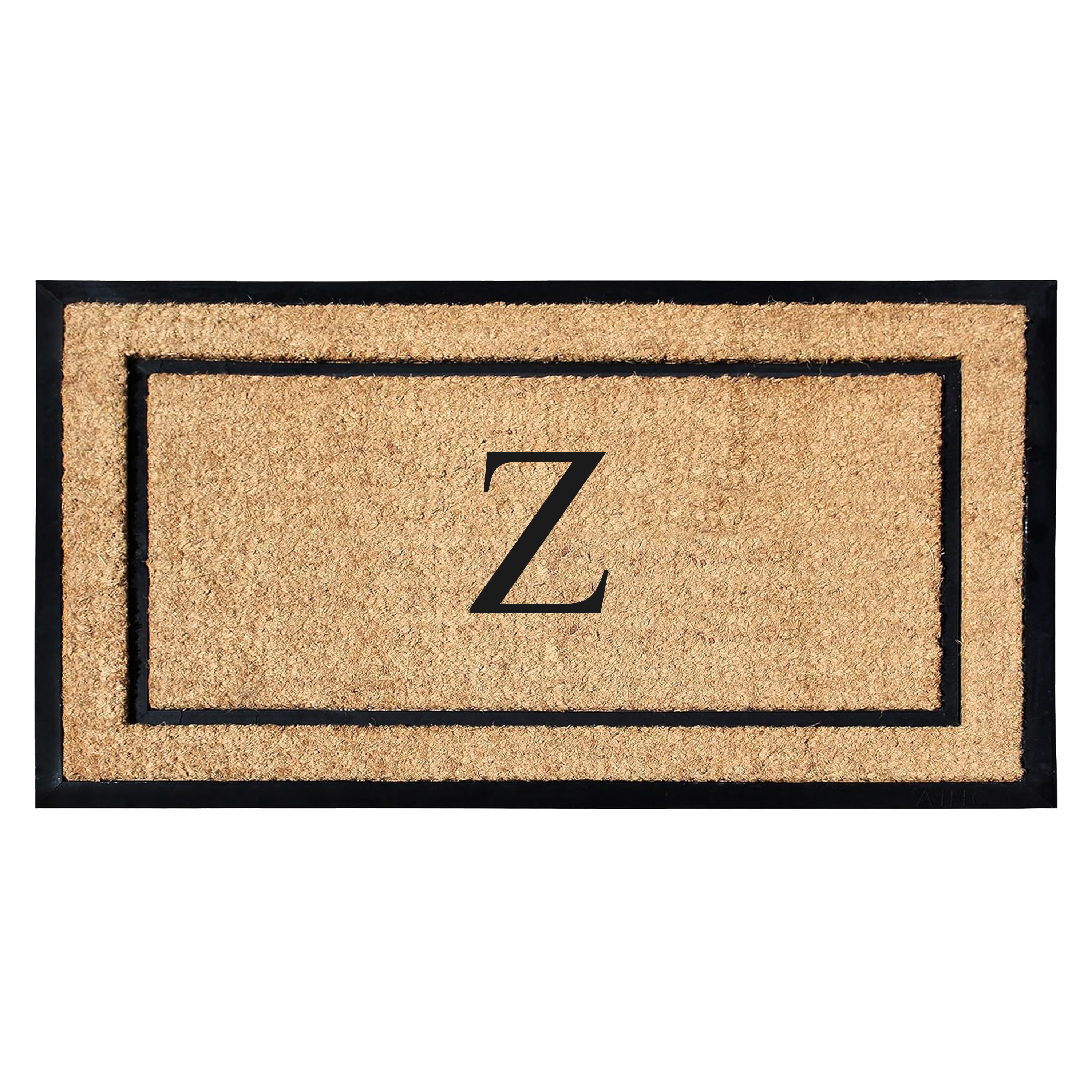 A1HC Personalized Monogram Coir Door Mat with Rubber Border Outdoor Entry Mat 24" x 48"