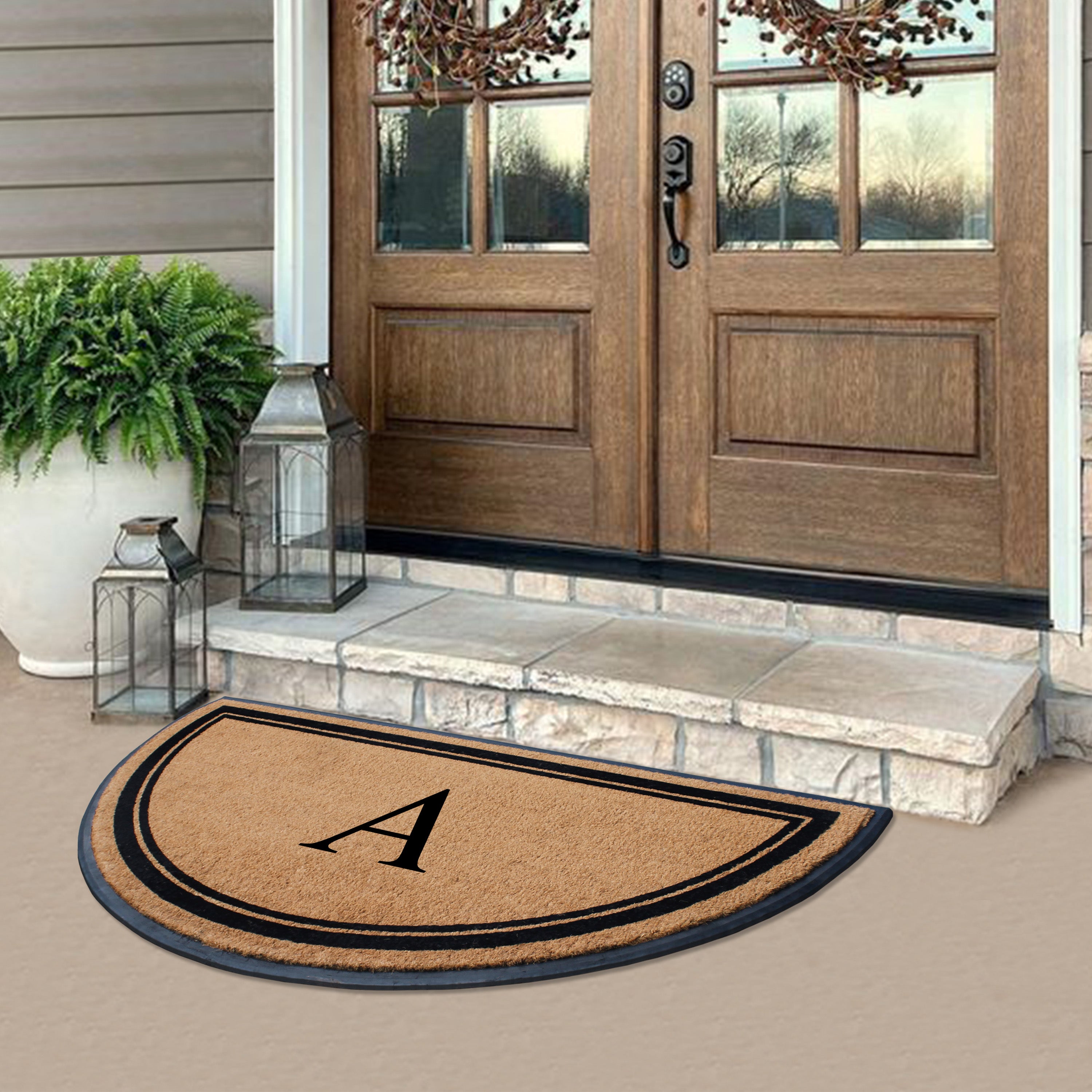 Custom half moon coir doormat with rubber backing