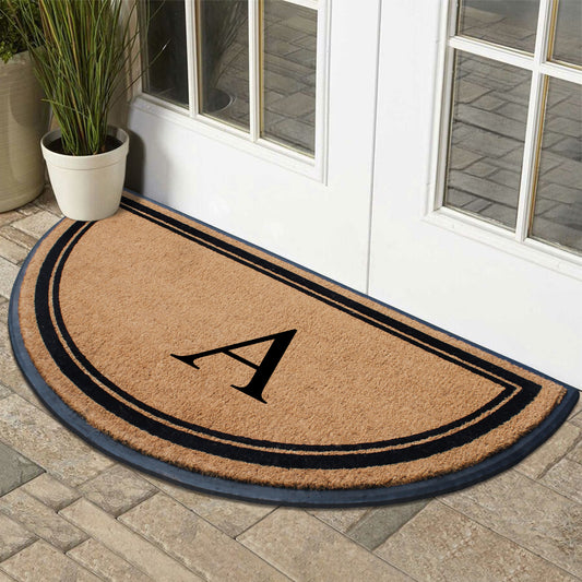 Half round personalized front door mat for porch entrance