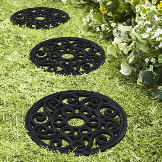garden path stones rubber scroll design set of 4
